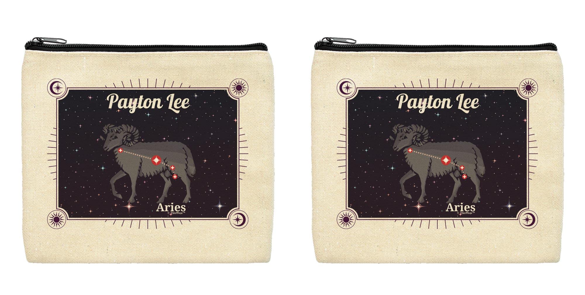 Personalized Aries Cosmetic Bags - Zodiac Gift for Men - Travel & Gym Use