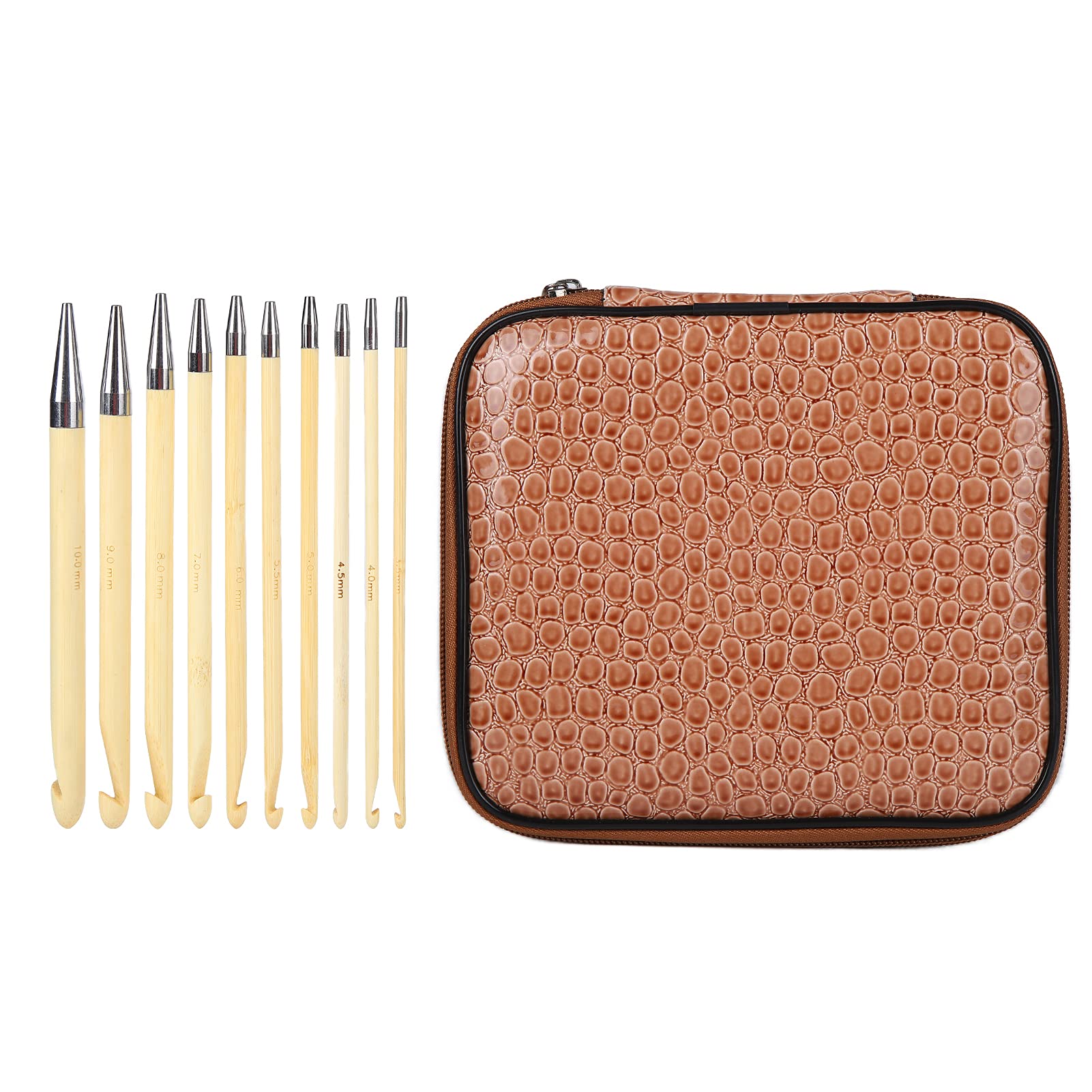 10PCS Ergonomic Crochet Hooks Kit with Removable Bamboo Handles & Storage Box - Soft Grip Knitting Needles for Yarn Crafts, DIY Projects & Beginners | Perfect for Amigurumi, Blankets & Scarves