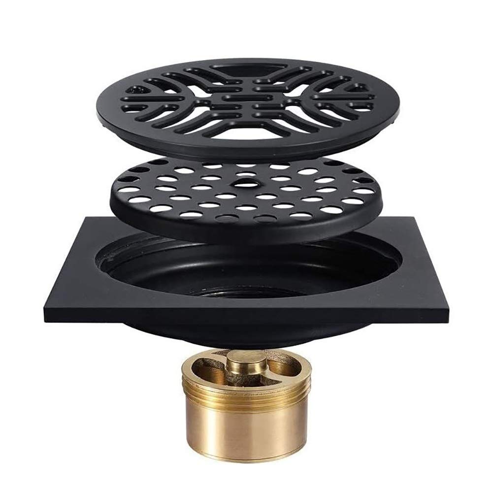 Premium Black Brass Shower Drain - Bathroom Floor Drain with Deodorant for Shower, Toilet & Balcony | Durable & Stylish Bathroom Upgrade for Modern Homes