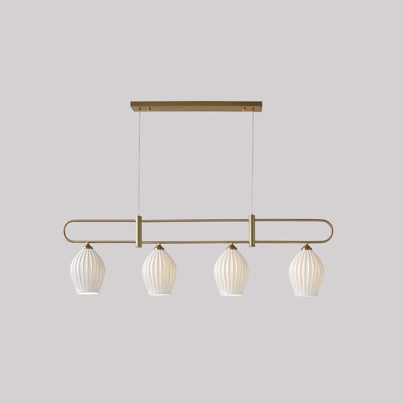 Modern Fin Pendant Light - Adjustable Hanging Ceiling Lamp for Kitchen Island, Dining Room & Bedroom | Industrial Style Lighting Fixture with Vintage Edison Bulbs