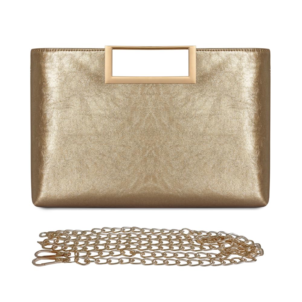 Women's PU Leather Crossbody Clutch Bag with Chain - Stylish & Shiny for Parties & Events