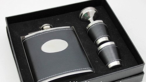 Personalized Engraved Black 7oz Hip Flask Gift Set with 2 Stainless Steel Cups & Funnel - Perfect for Weddings, Birthdays & Outdoor Adventures