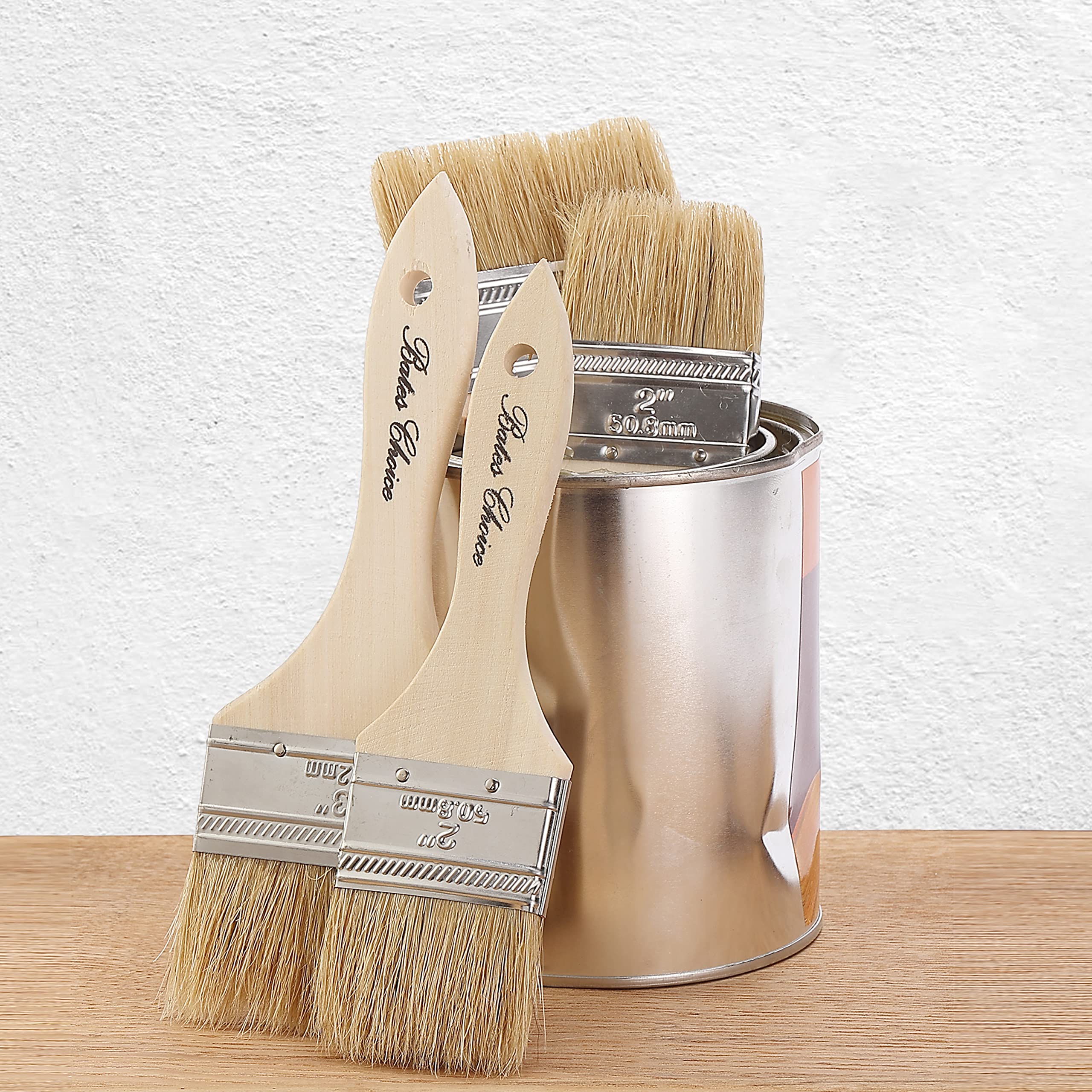 Bates 1.5 Inch Natural Bristle Chip Paint Brushes - 12 Pack for Wood Staining & Painting | Professional Quality Paint Brushes for DIY Projects, Furniture Refinishing & Home Improvement