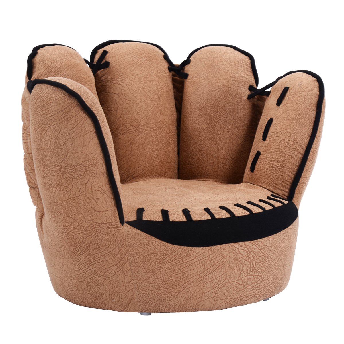 GLACER Kids Sofa - Upholstered Toddler Couch Chair for Boys & Girls, Baseball Glove Design Baby Sofa with Sturdy Wood Frame, ASTM & CPSIA Certified - Perfect for Playrooms, Bedrooms & Reading Nooks