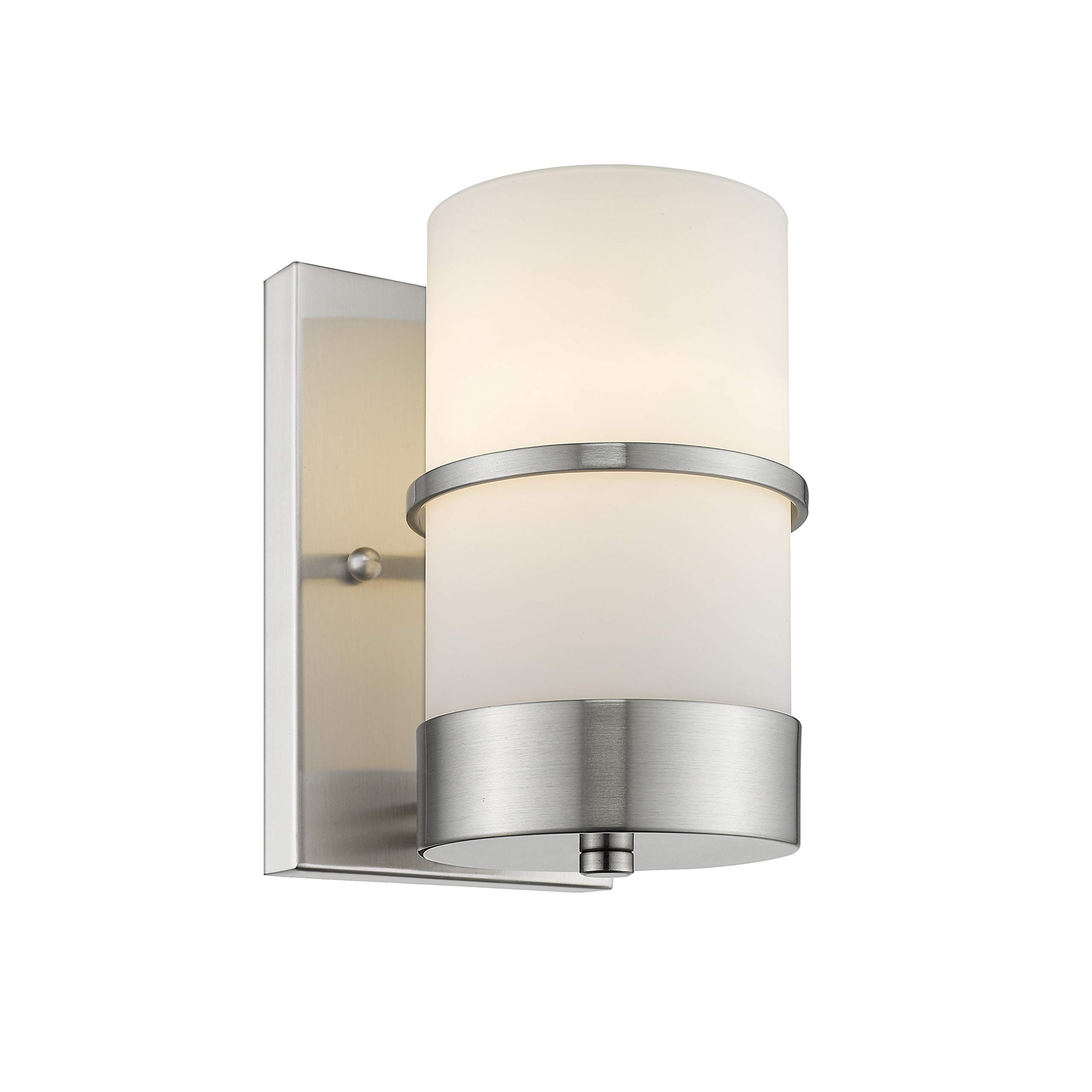 Contemporary Brushed Nickel 1-Light Indoor Wall Sconce - 4