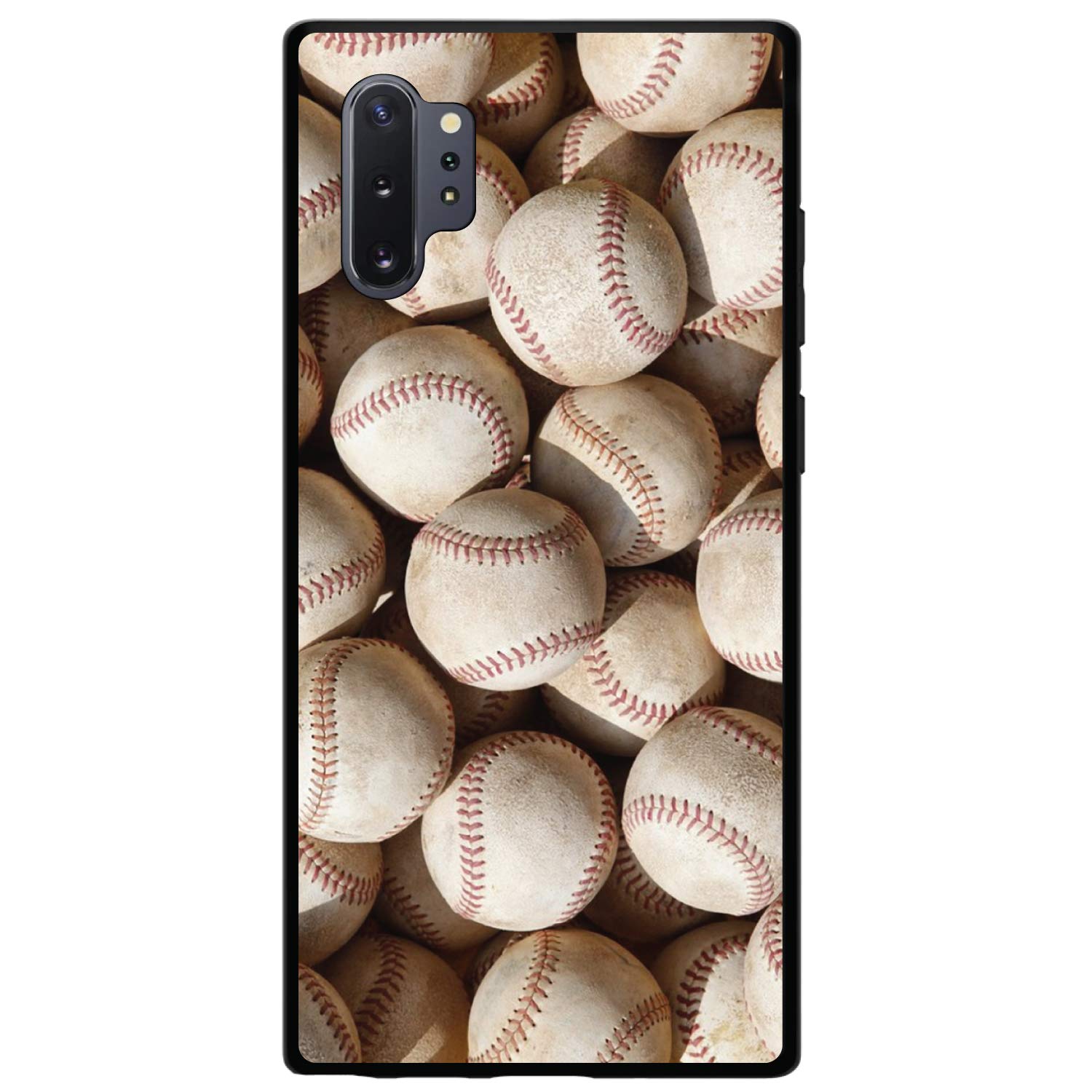 Ultra Slim Hard Plastic Case for Samsung Galaxy Note 10 Plus (6.8 Inch) - Black Baseball Design Protective Cover - Perfect for Baseball Fans & Sports Enthusiasts - Ideal for Daily Use, Work & Outdoor Activities
