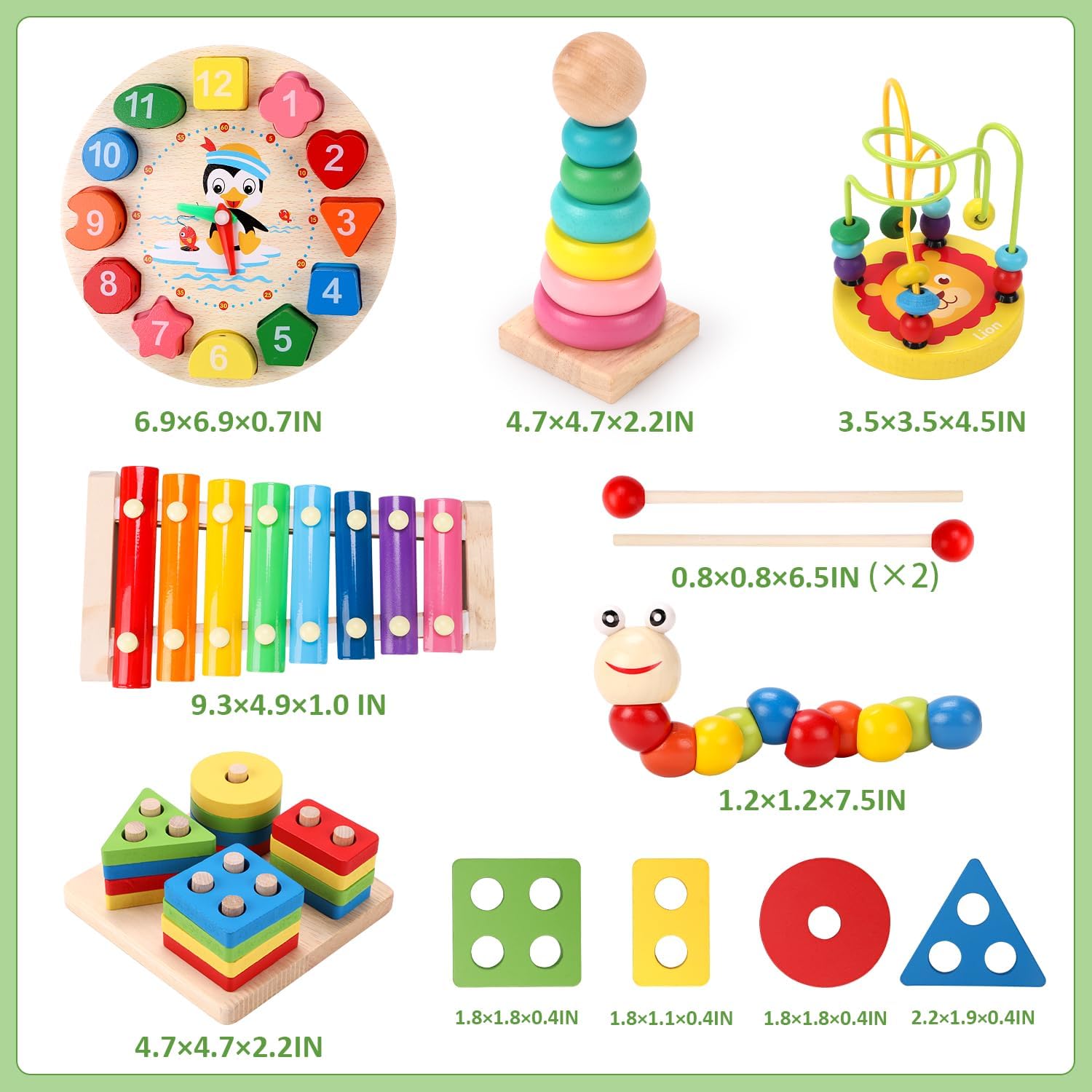 Montessori Wooden Toys for Kids Ages 2-6 - 6PCS Educational Learning Toys Set for Toddlers & Preschoolers | Perfect Birthday Gift for Boys & Girls | STEM Learning, Classroom & Homeschool Activities
