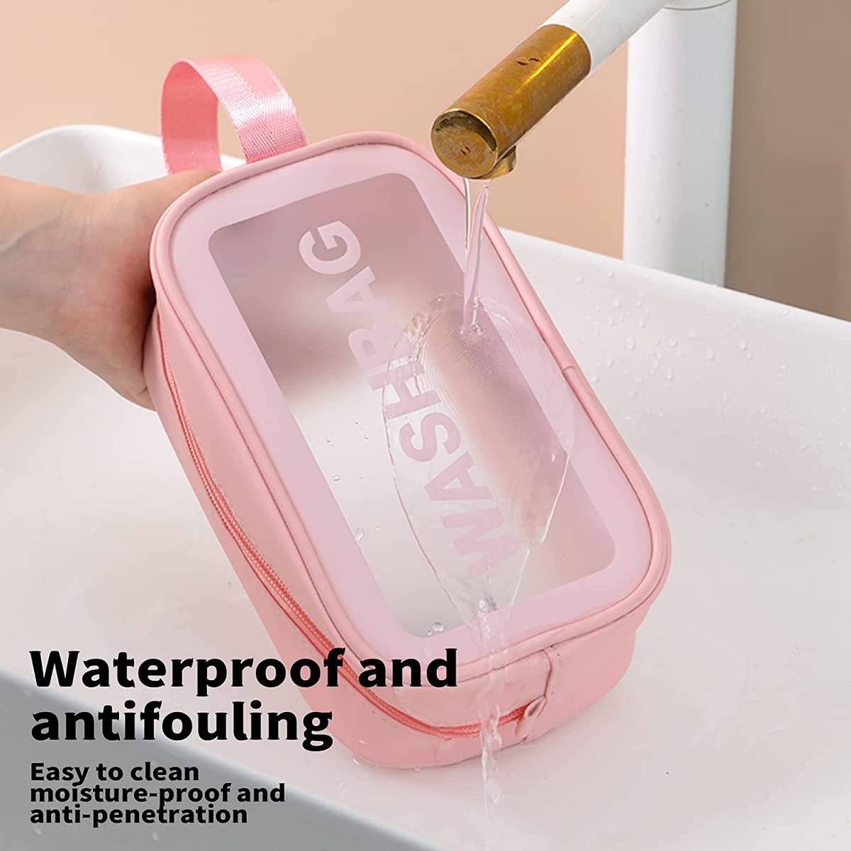 Anayo Small Waterproof Makeup Bag - Travel Cosmetic Organizer with Zipper, Portable Washable Toiletry Pouch (Pink) | Perfect for Travel, Gym & Daily Essentials Storage