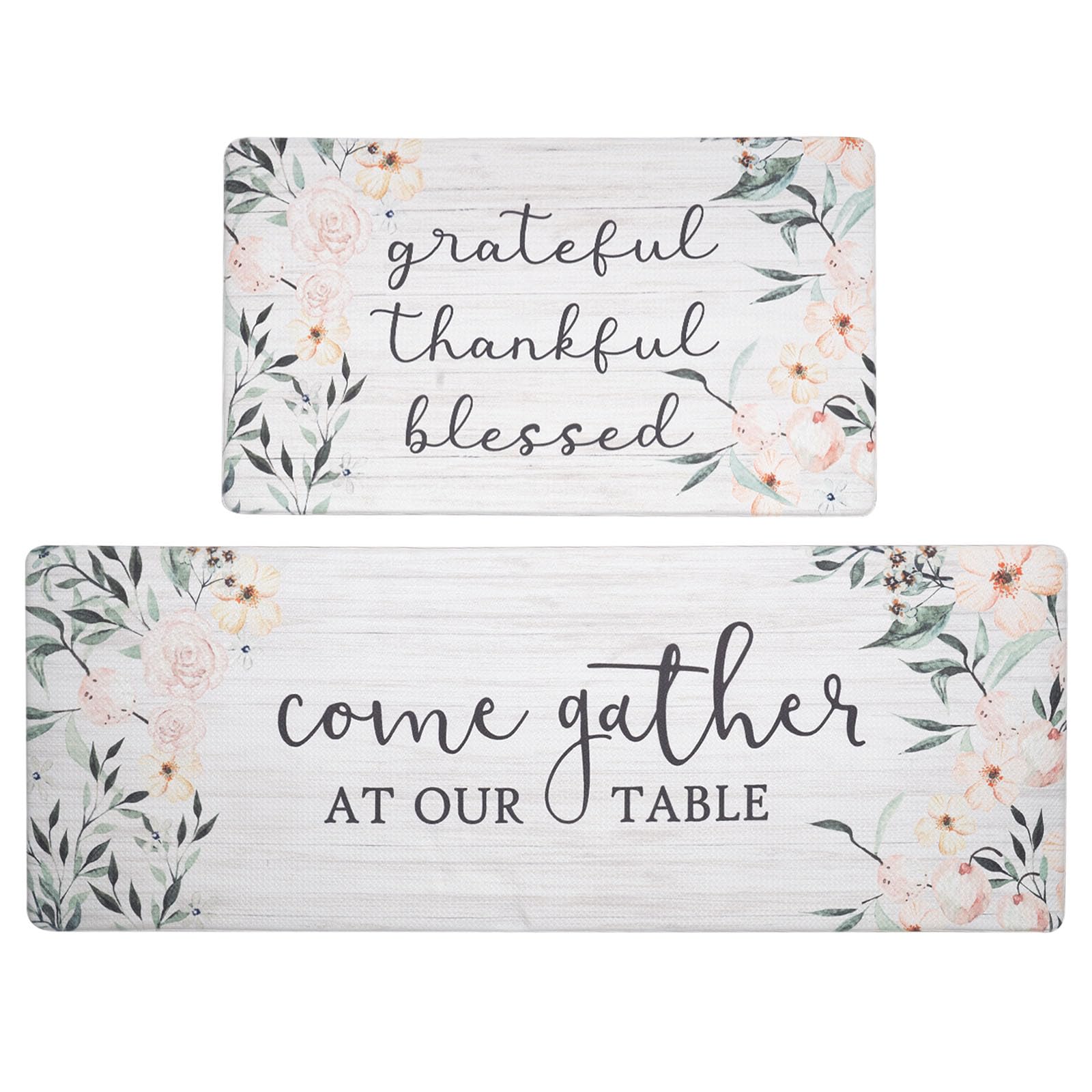 FRESHMINT Anti-Fatigue Kitchen Mats Set of 2 - Waterproof Non-Slip Farmhouse Style Floor Mats for Standing Comfort, 17x30 & 17x47 Inches - Perfect for Cooking, Dishwashing & Long Hours in the Kitchen