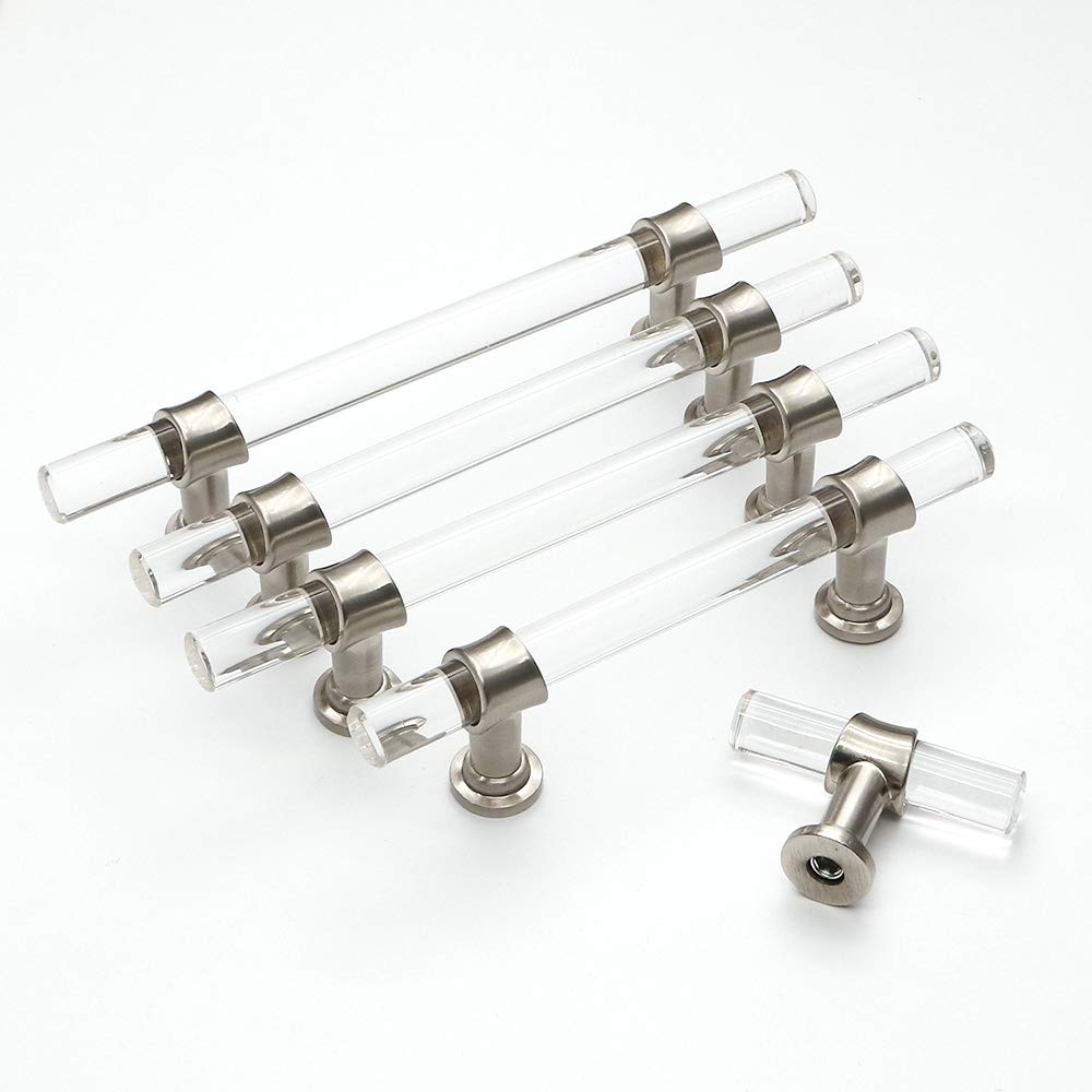 LONTAN 3 Inch Brushed Nickel Cabinet Pulls - 15 Pack Acrylic Drawer Handles for Kitchen Cabinets & Cupboards | Durable Cabinet Hardware for Modern Home & Office Storage