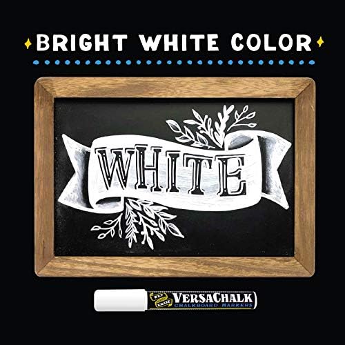 VersaChalk White Liquid Chalk Markers - 10 Pack with 5mm Bold Tip | Erasable & Washable Chalkboard Pens for Blackboards, Windows, Glass & Non-Porous Surfaces | Perfect for Restaurant Menus, Classroom Teaching, Retail Signs & DIY Home Decor