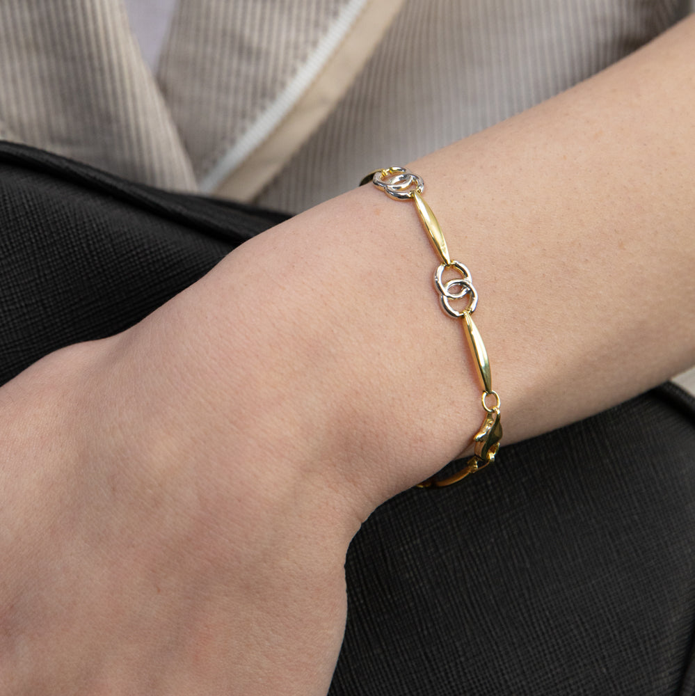 9ct Yellow and White Gold Silver Filled Fancy 19.7cm Bracelet for Women - Elegant Jewelry Gift for Birthday, Anniversary & Special Occasions