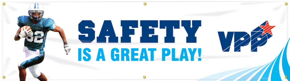 Accuform MBR962 Motivational VPP Safety Banner - 'Safety is A Great Play' Football Design, 28