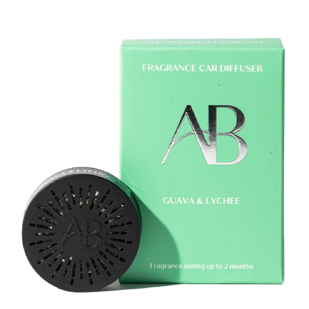 Premium Aromabotanical Car Diffuser - Refreshing Guava & Lychee Essential Oil Scent for Stress Relief & Relaxation | Perfect for Commuting, Road Trips & Office Use