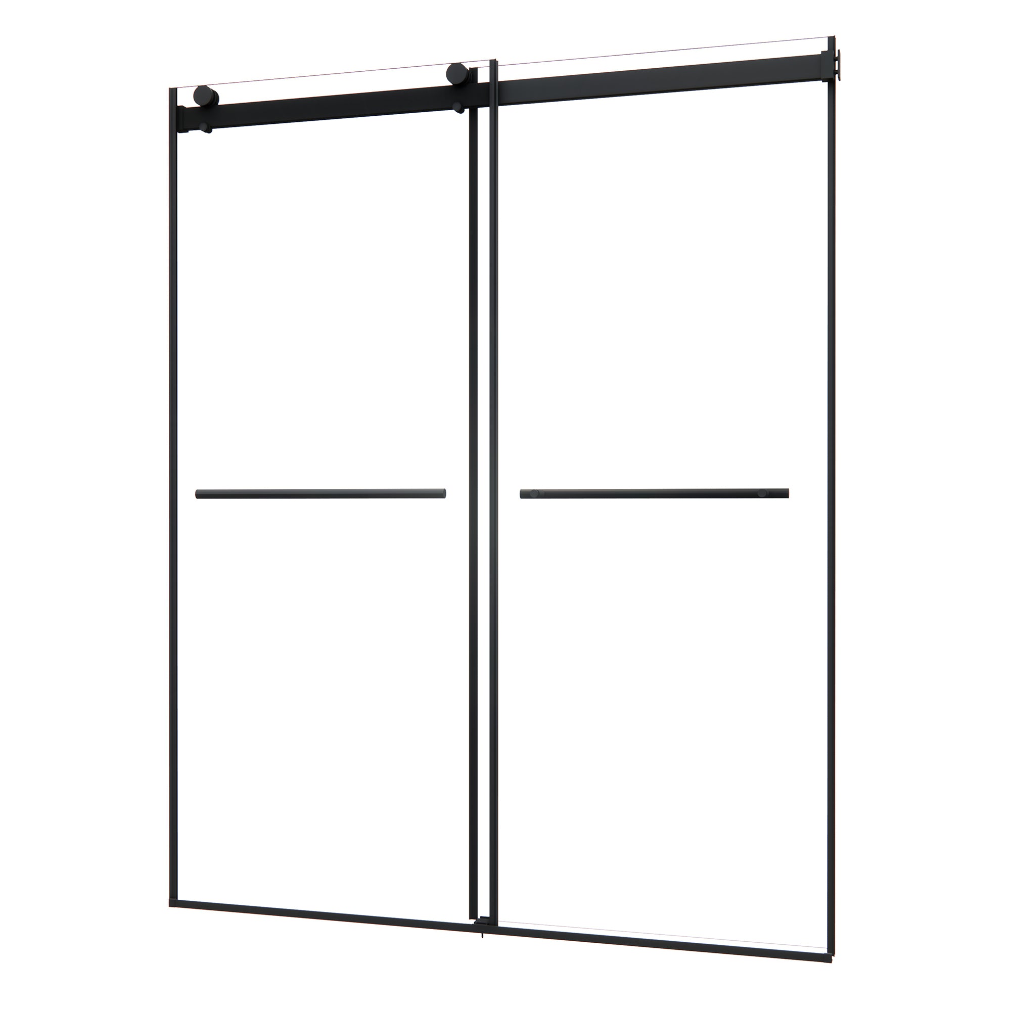Belizzi Frameless Matte Black Roller Shower Door with Clear Glass - Modern Bathroom Upgrade for Walk-In Showers & Spa-Like Experience