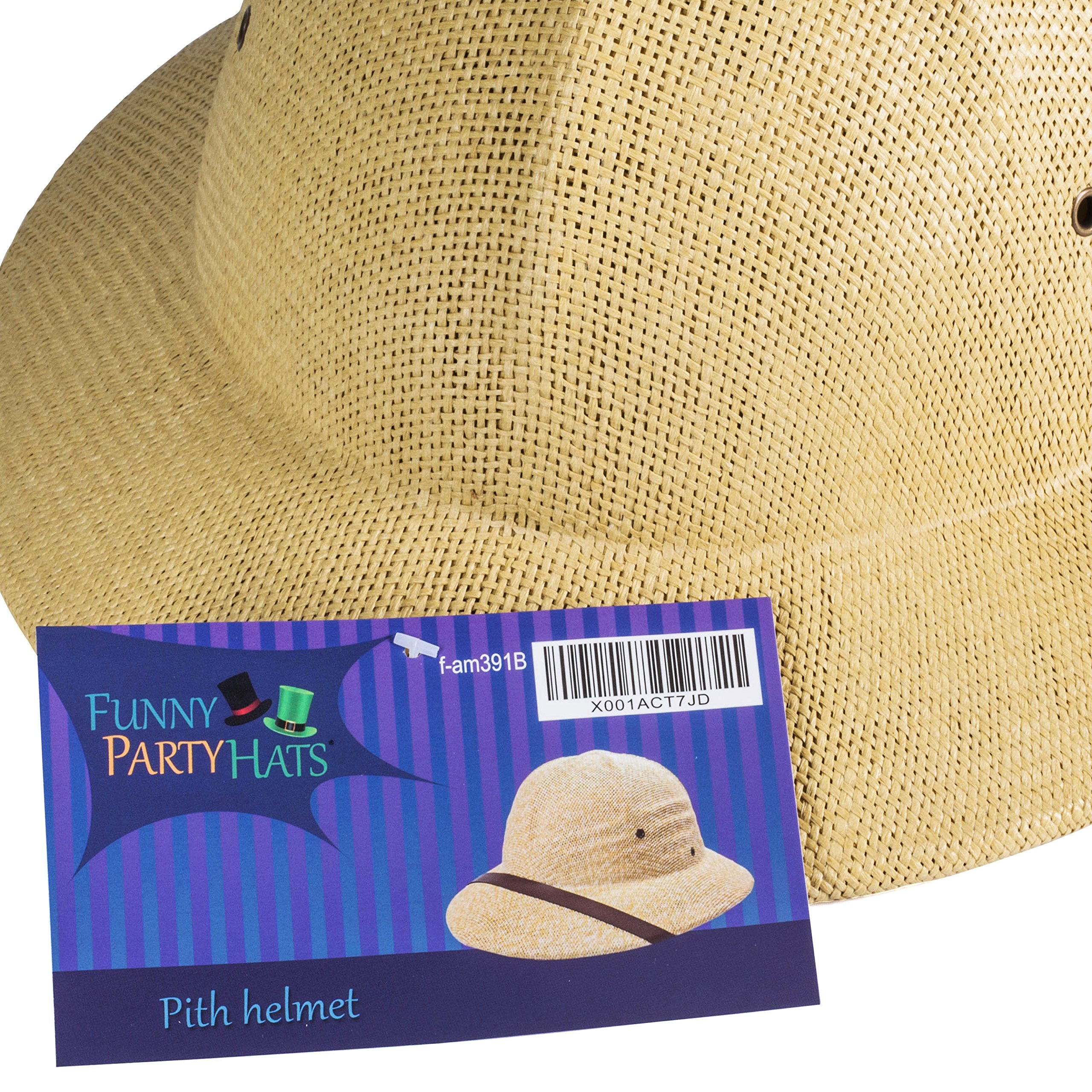 Funny Safari Pith Helmet Hat - Adult Costume Party Hat - French Colonial Beige Sun Hat for Halloween, Cosplay & Jungle Adventure Theme Parties