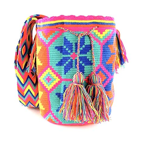 Authentic Handmade Wayuu Bag - Colorful Colombian Crossbody Tote for Women - Perfect for Travel, Beach, and Everyday Use