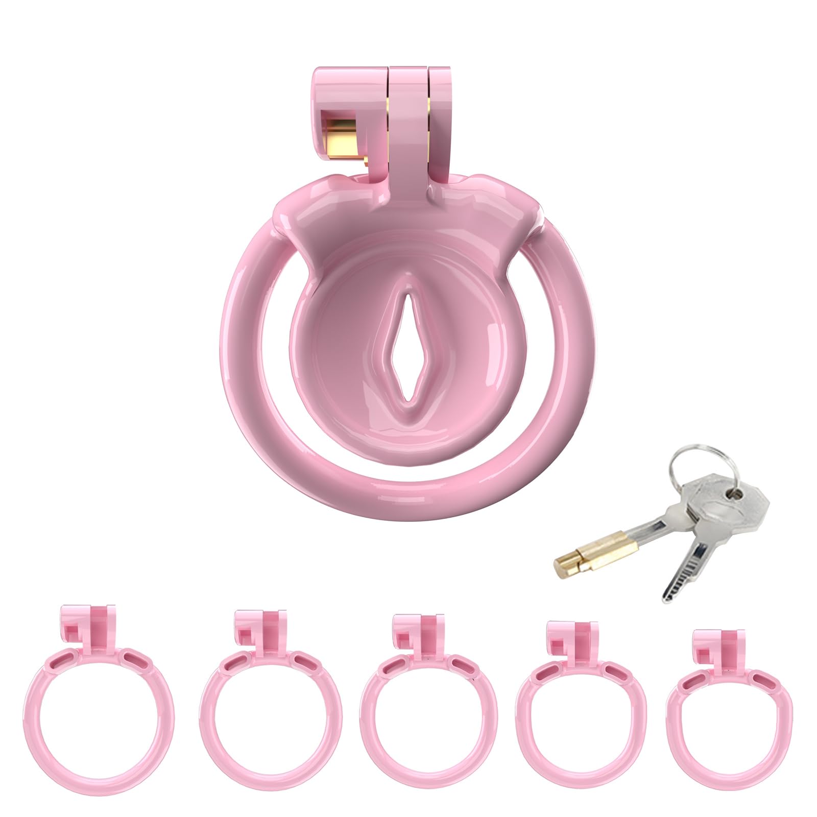 Flat Pink Inverted Negative Sissy Chastity Cage for Men - Small BDSM Device with Lock Design | Discreet Penis Cage for Couples Play & Male Chastity Training | Perfect for Roleplay, Bondage & Power Exchange Scenes