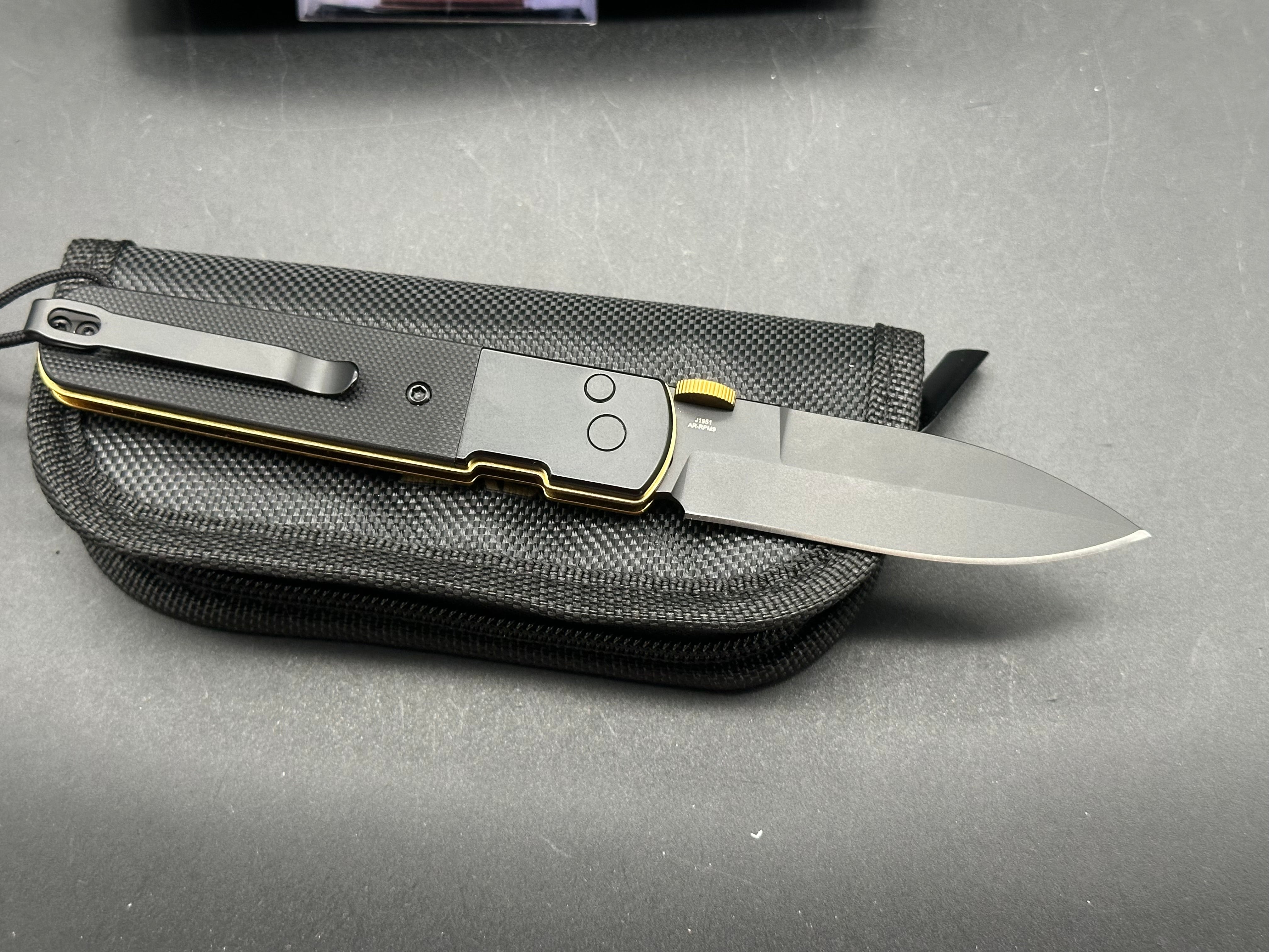 CJRB LOCUST Folding Knife - Black PVD Coated AR-RPM9 Steel Blade, G10 Handle, Spear Point Design for Outdoor, Camping & EDC Use