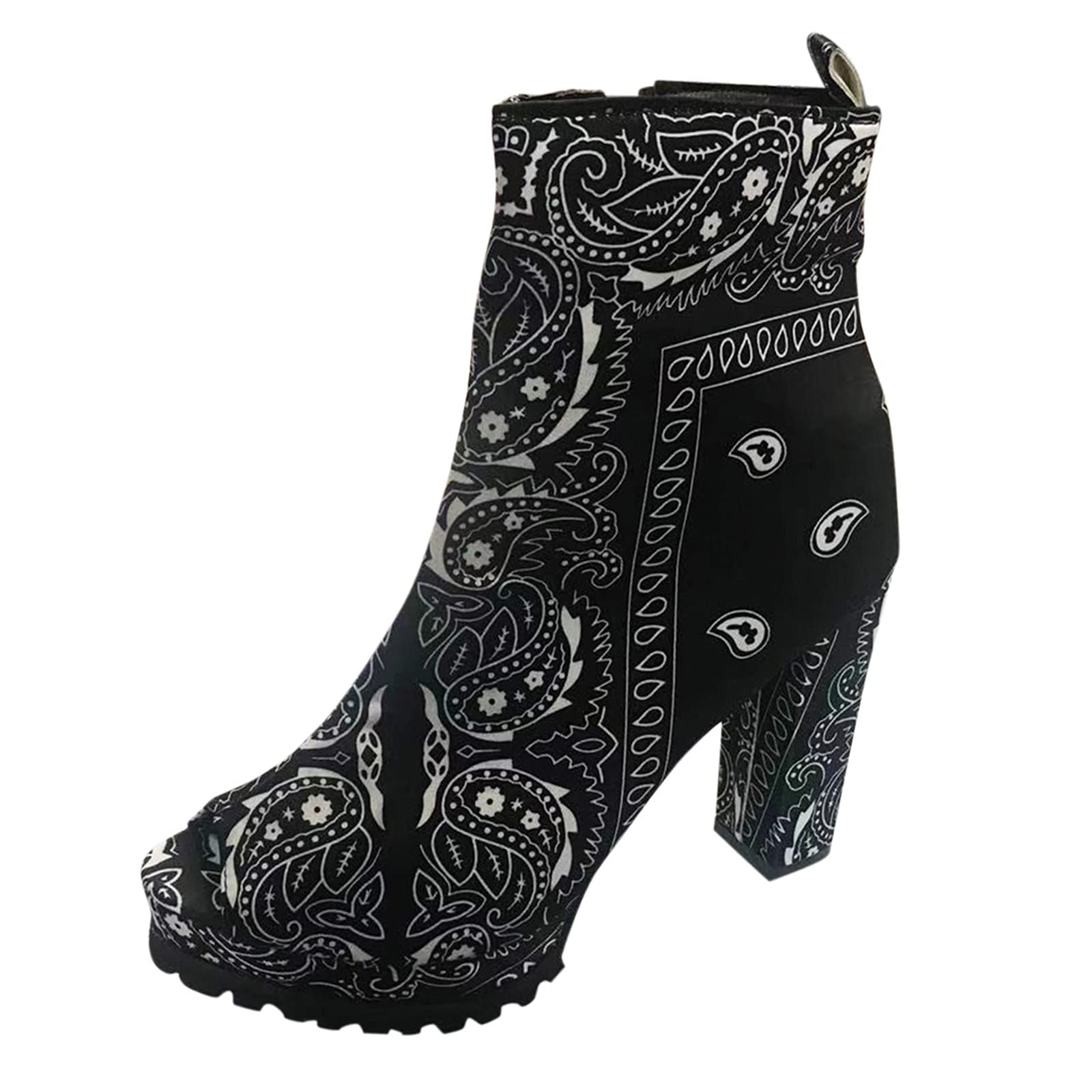 Women's Thick High Ankle Boots with Single Zipper - Peep Toe Heel Sandals for Ladies | Perfect for Fall Fashion, Casual Outings & Night Events