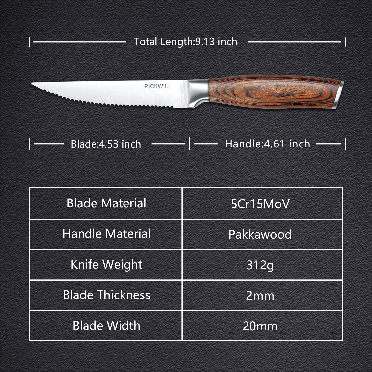 Premium 4-Piece Steak Knife Set - 4.5