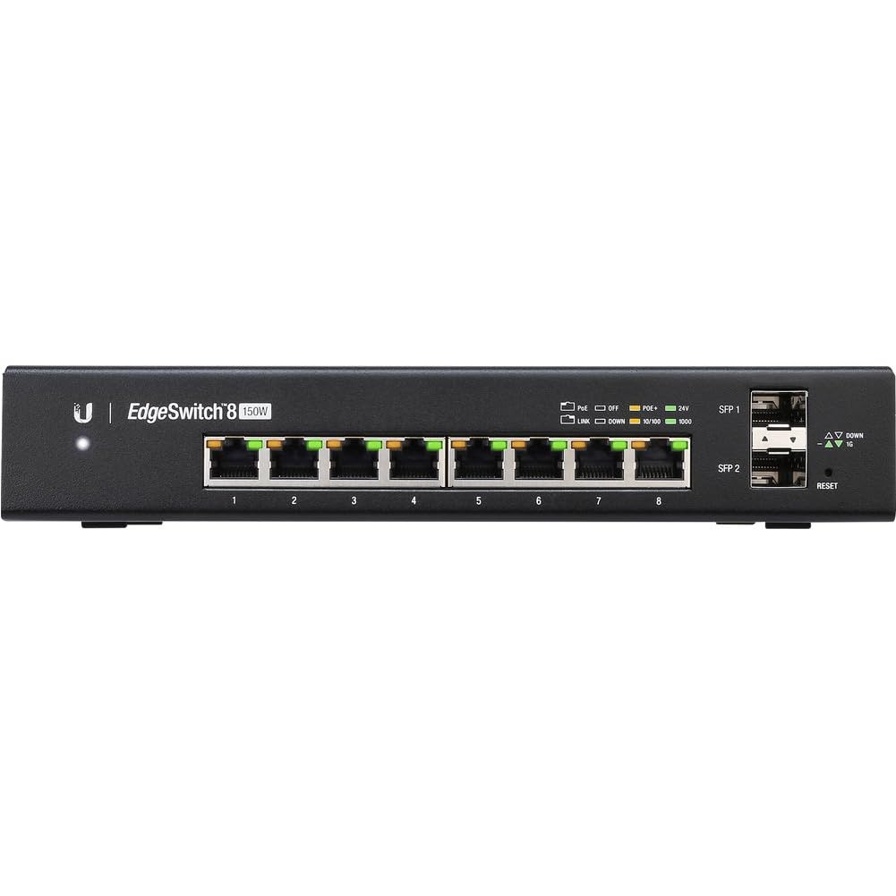 Ubiquiti EdgeSwitch 8-Port Managed PoE+ Gigabit Switch with SFP | 150W Power | ES-8-150W | Ideal for Small Business Networks, Home Offices & Smart Home Setups