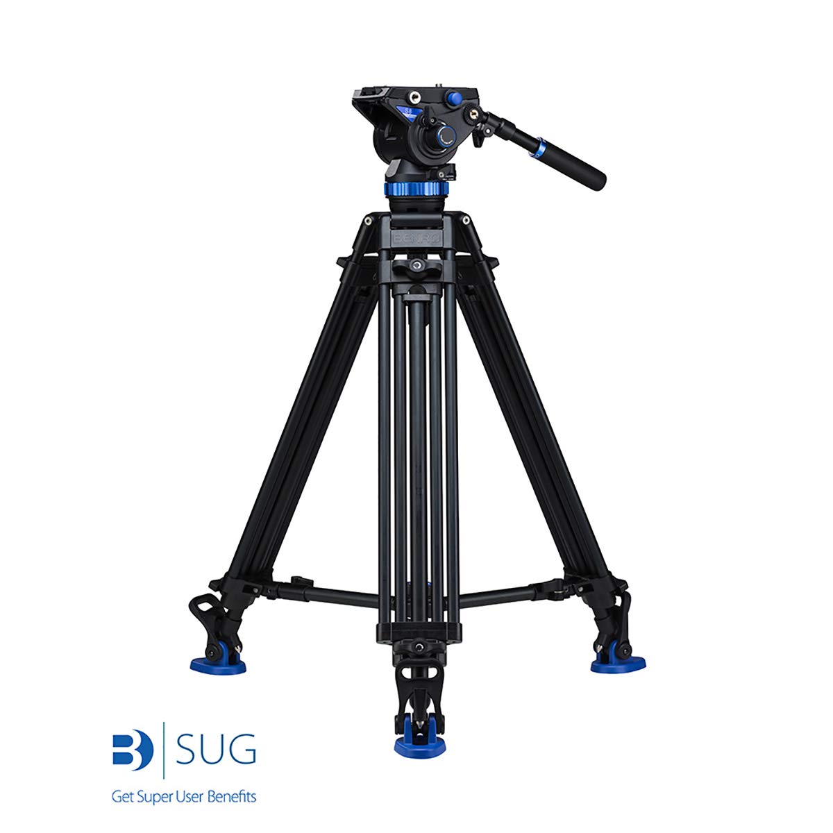 Benro A673TMBS8 S8 Tandem Video Tripod Kit (Black) - Professional Aluminum Tripod with Fluid Head for DSLR Cameras, Perfect for Filmmaking, Live Streaming & Outdoor Photography