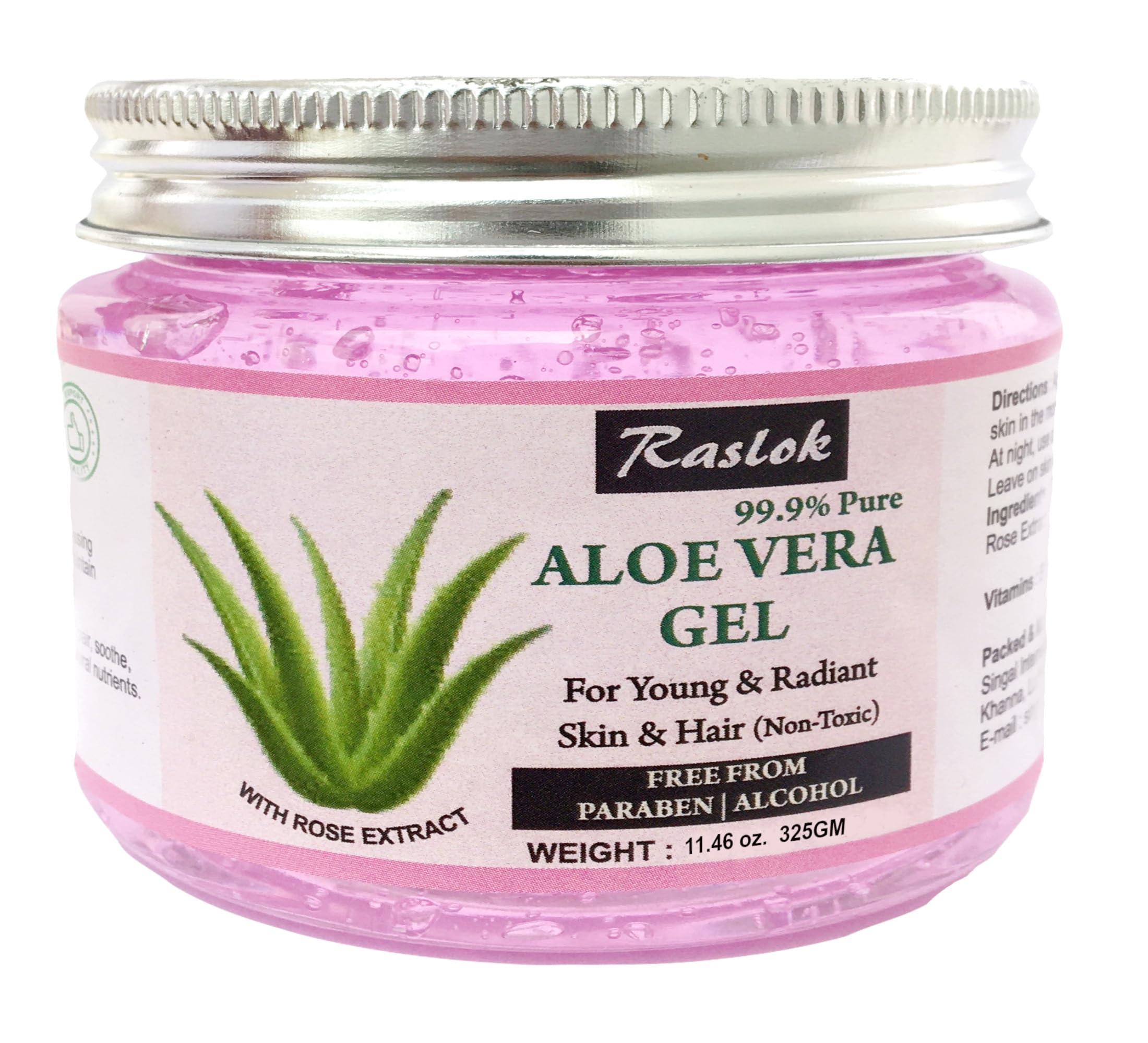 Pure Organic Aloe Vera Gel for Face & Hair - Natural Moisturizer, Skin & Scalp Care, Soothing Sunburn Relief (Rose Scented, 11.46 oz) - Perfect for Daily Hydration, After-Sun Care & Hair Conditioning