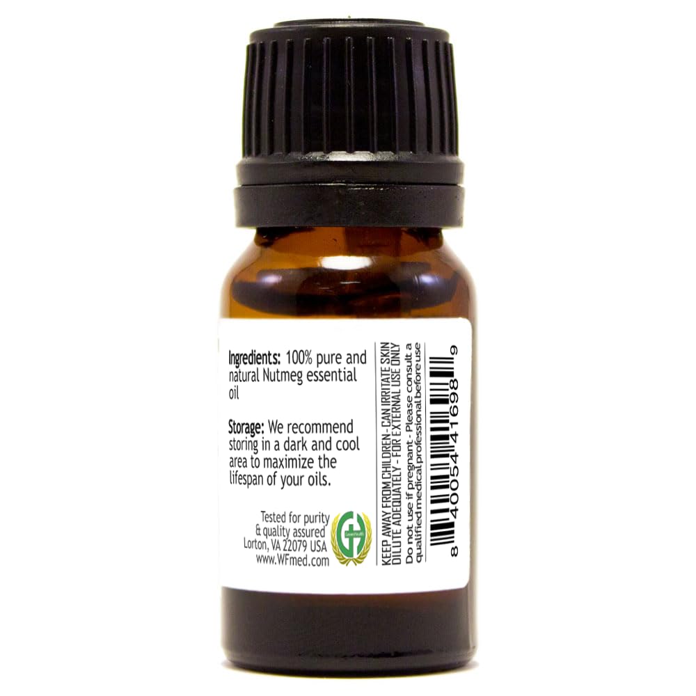Pure Nutmeg Essential Oil - 1/3 fl oz (10ml) Therapeutic Grade, 100% Natural for Aromatherapy, Massage & Stress Relief - GreenHealth - Perfect for Diffusers, DIY Skincare & Home Spa