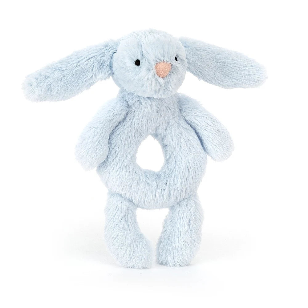 Bashful Blue Bunny Ring Rattle - Soft Baby Teether Toy with Gentle Sounds | Perfect for Newborns, Infants & Toddlers | Great for Soothing, Teething Relief & Sensory Play