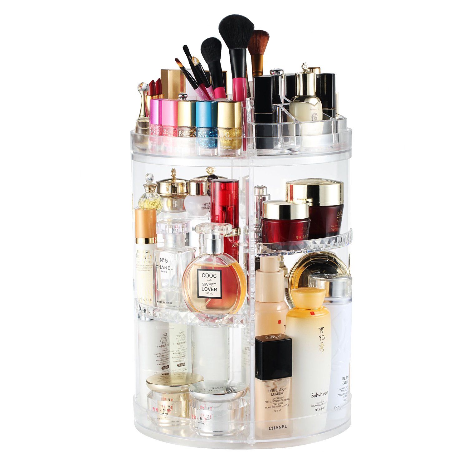 8-Layer Rotating Makeup Organizer - Large Capacity Cosmetic Carousel for Vanity & Skin Care