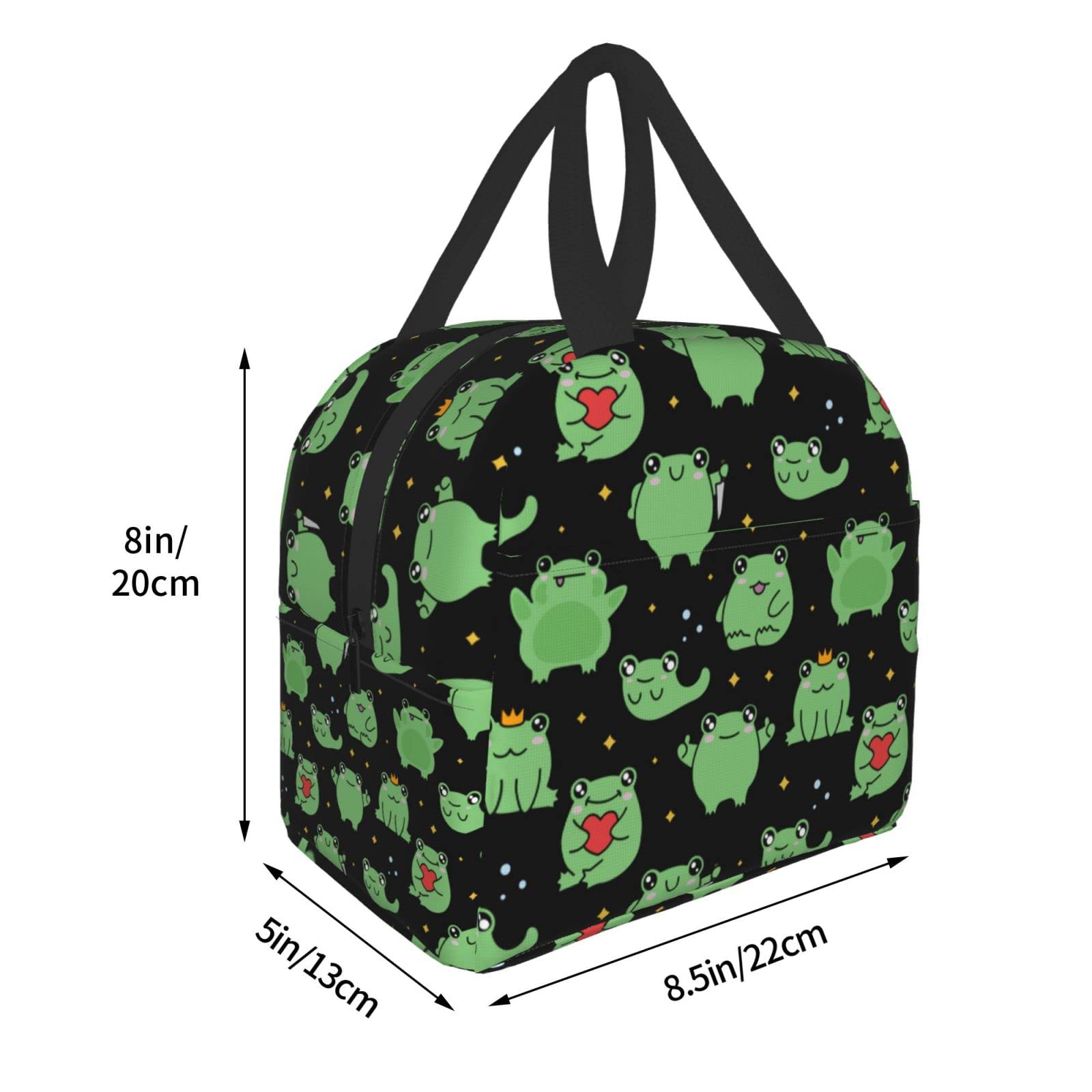 Insulated Lunch Box with Frog, Heart & Stars Design - Reusable & Portable Meal Container for Men & Women - Perfect for Work, Travel, Picnic & School Lunch