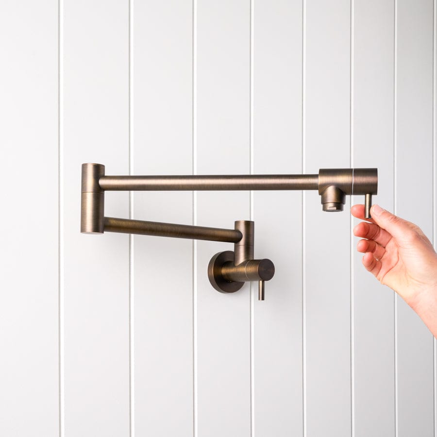 Antique Brass Pot Filler Faucet - Wall Mounted Kitchen Sink Faucet for Cooking, Filling Pots & Watering Plants | Perfect for Home Chefs & Gardeners