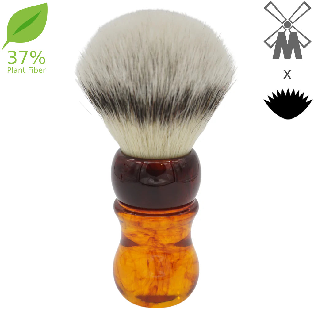 25mm Mühle STF XLarge 37% Plant Fiber Shaving Brush with AP Shave Co. Amber Smoke Handle - Premium Wet Shaving Tool for Men's Grooming Routine
