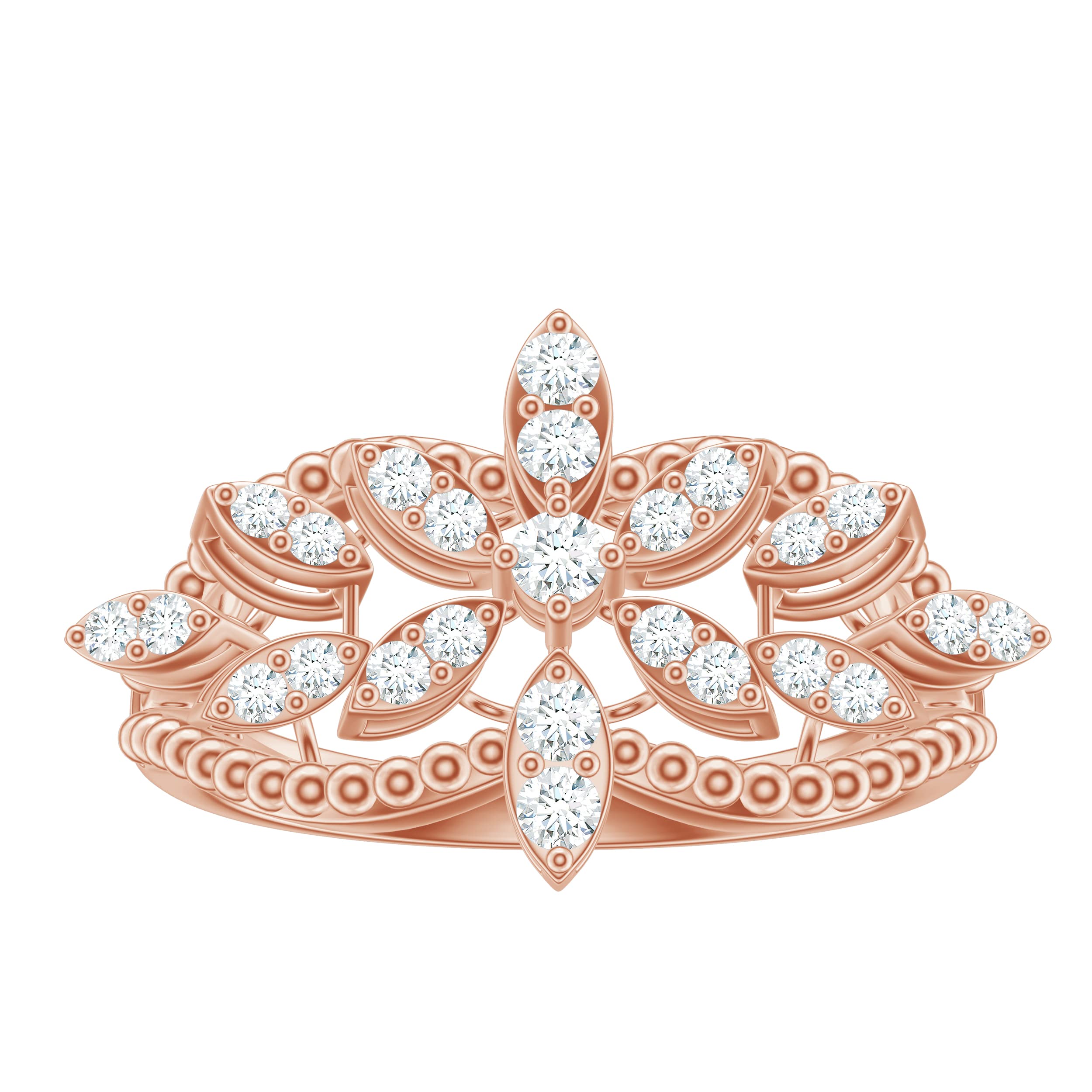 1/2 CT Diamond Cocktail Engagement Ring - 14K Solid Gold Floral Beaded Wedding Band for Women | Perfect for Proposals, Anniversaries & Special Occasions