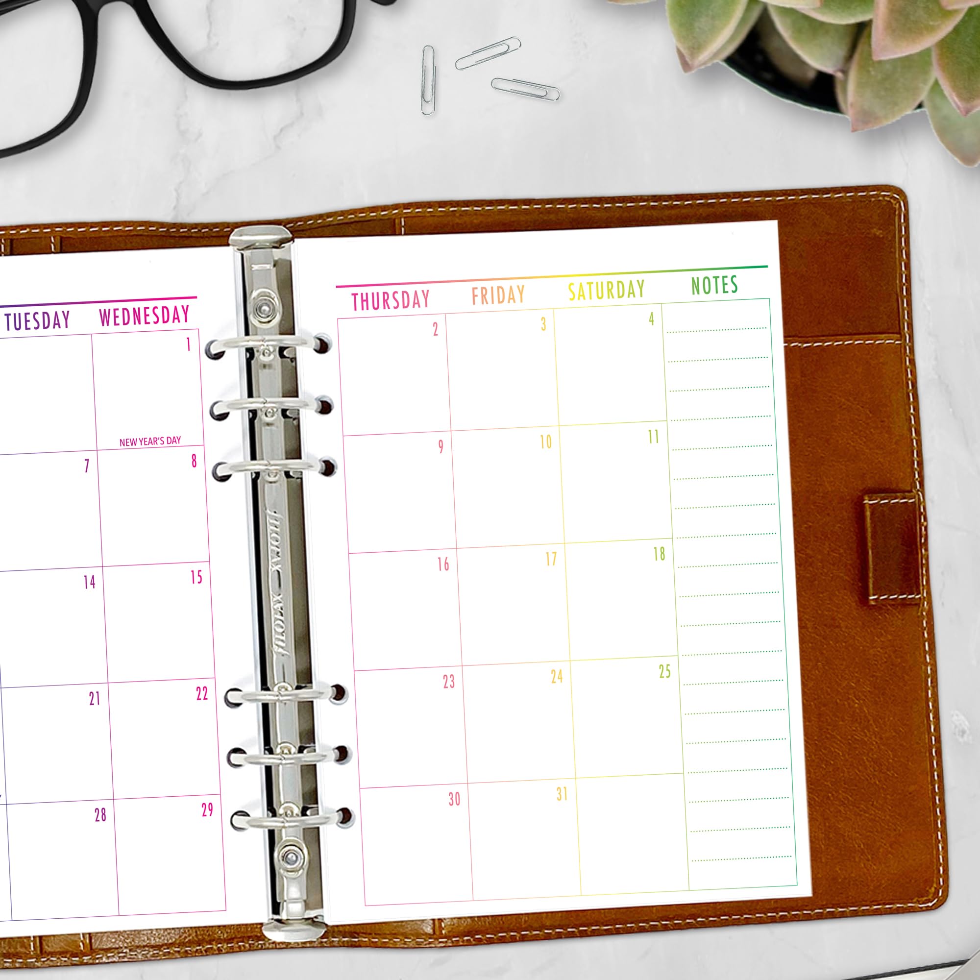 2025 A5 Rainbow Ombre Monthly Planner Refill - January to December, 5.83
