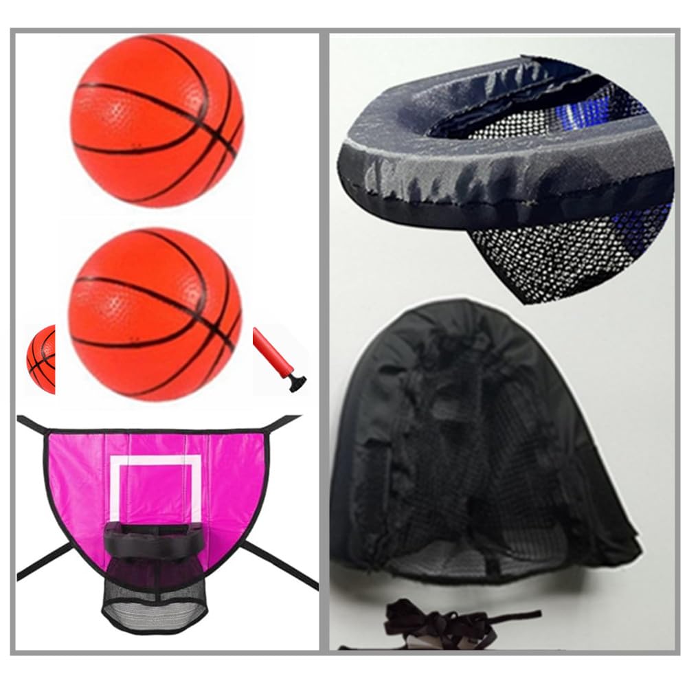 Wanfoou Universal Trampoline Basketball Hoop Set with Pump & 3 Mini Balls - Waterproof Basketball Goal Attachment for Kids & Adults - Perfect for Backyard Fun, Outdoor Games & Trampoline Exercise