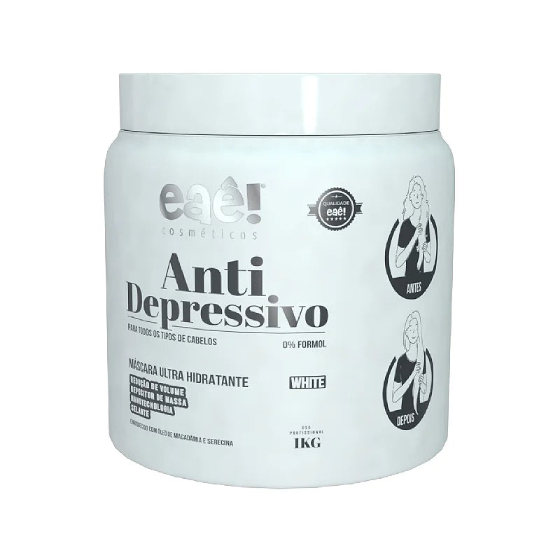 Eaê Cosmetics Anti Depressivo White Mask 1Kg / 35.27 fl oz - Brightening & Hydrating Facial Treatment for Glowing Skin - Perfect for Spa Days & Self-Care Routines