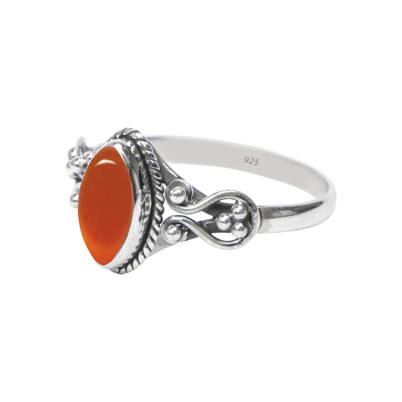 925 Sterling Silver Carnelian Stone Ring for Women - Handmade Gemstone Statement Ring, Promise Ring for Birthday, Christmas Gift (Size US 12) | Perfect for Weddings, Anniversaries & Special Occasions