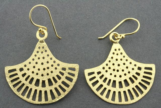 Elegant Gold Plated Lace Cutout Chandelier Earrings for Women - Perfect for Weddings, Parties & Evening Events