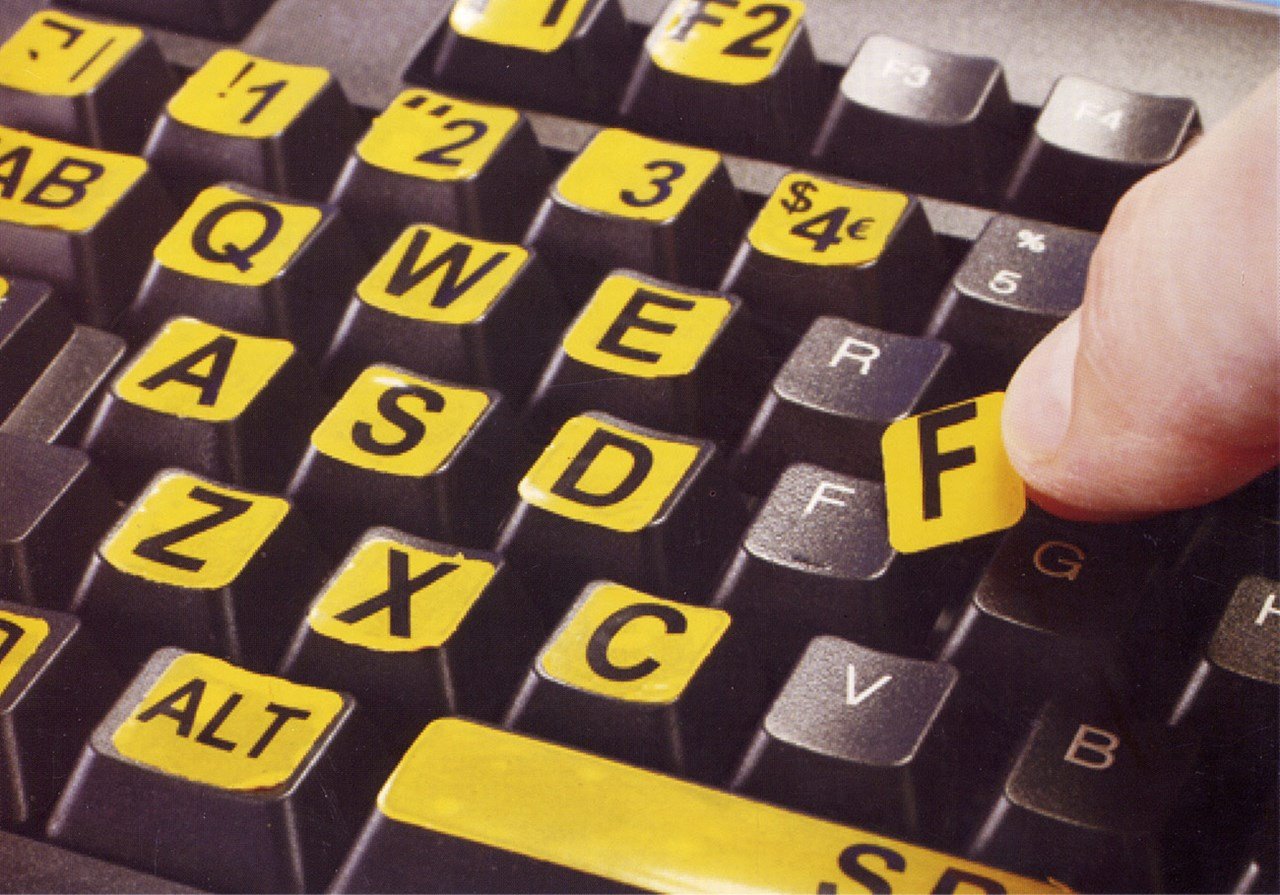 Large Black on Yellow Computer Keyboard Stickers - Durable & Easy to Apply for Enhanced Typing Visibility (Home, Office, Gaming)