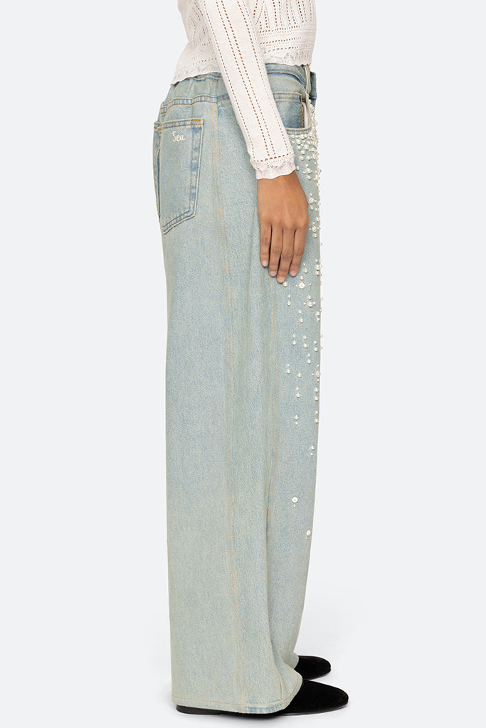 Sea New York Perlette Denim Pants for Women - High Waist Skinny Jeans in Classic Blue | Perfect for Casual Wear, Office Outfits & Night Out
