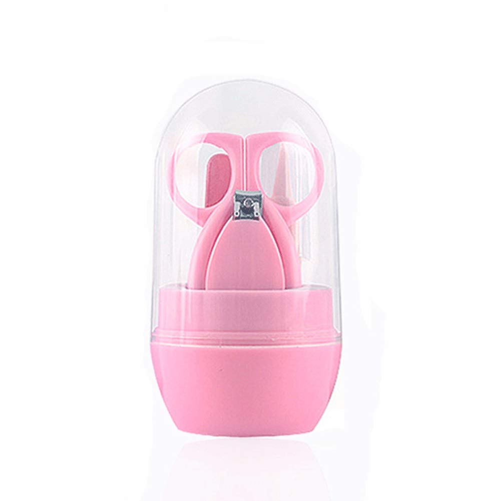 Baby Nail Clippers Set 4-in-1 with Case - Nail Clipper, Scissors, File & Tweezers for Infant Manicure | Portable Travel Nail Care Kit for Newborns & Toddlers (Pink) - Perfect for Home, Diaper Bag & On-the-Go Baby Care