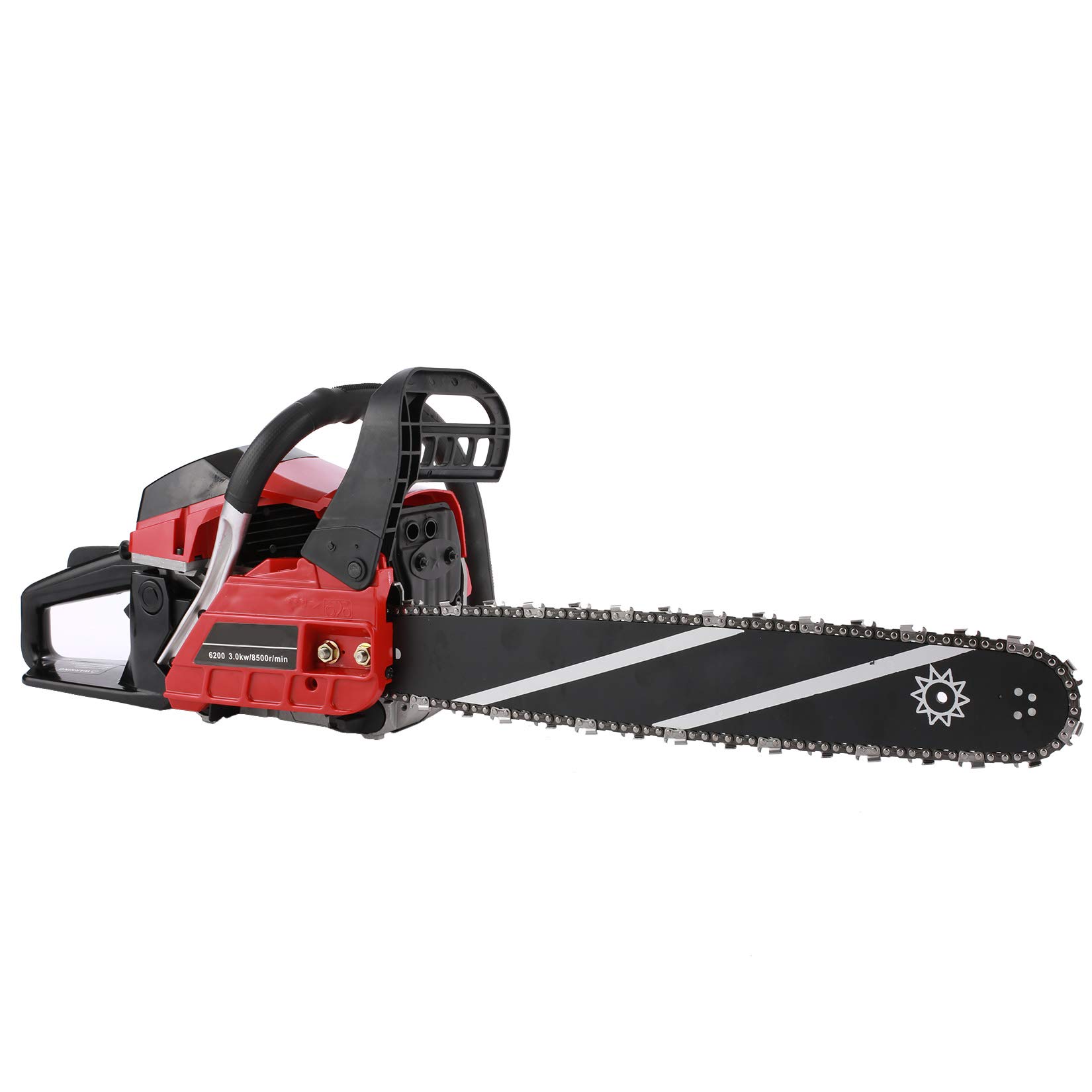 Voluker 58CC 2-Stroke Gas Powered Chainsaw - 20 Inch Handheld Petrol Chain Saw with Guide Bar & Tool Kit for Tree Cutting, Wood Chopping, Firewood & Yard Work (Red) - Perfect for Landscaping, Forestry & Emergency Storm Cleanup
