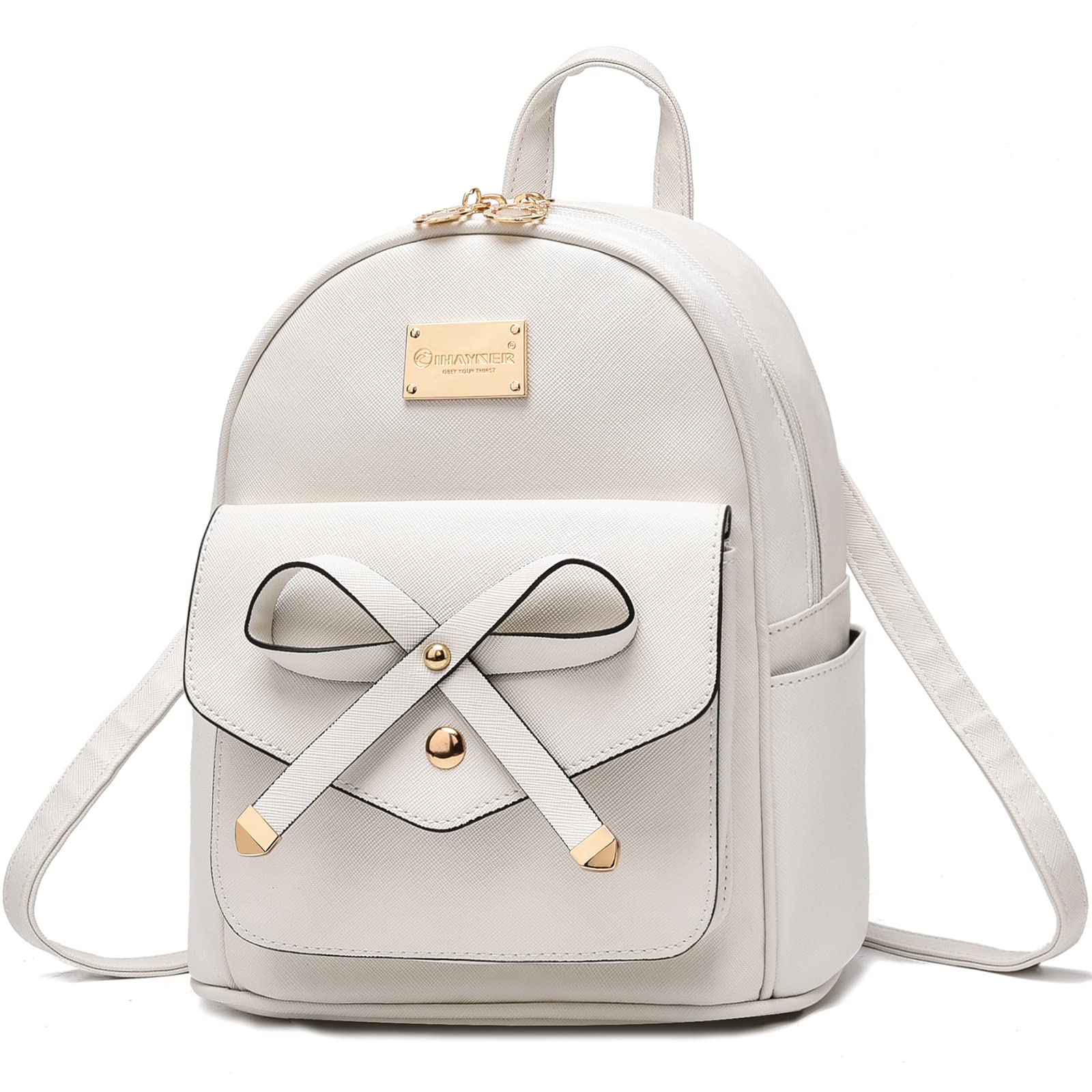 Cute Leather Mini Backpack for Women & Girls - Stylish Bowknot Design, Small Purse for School, Travel & Everyday Use