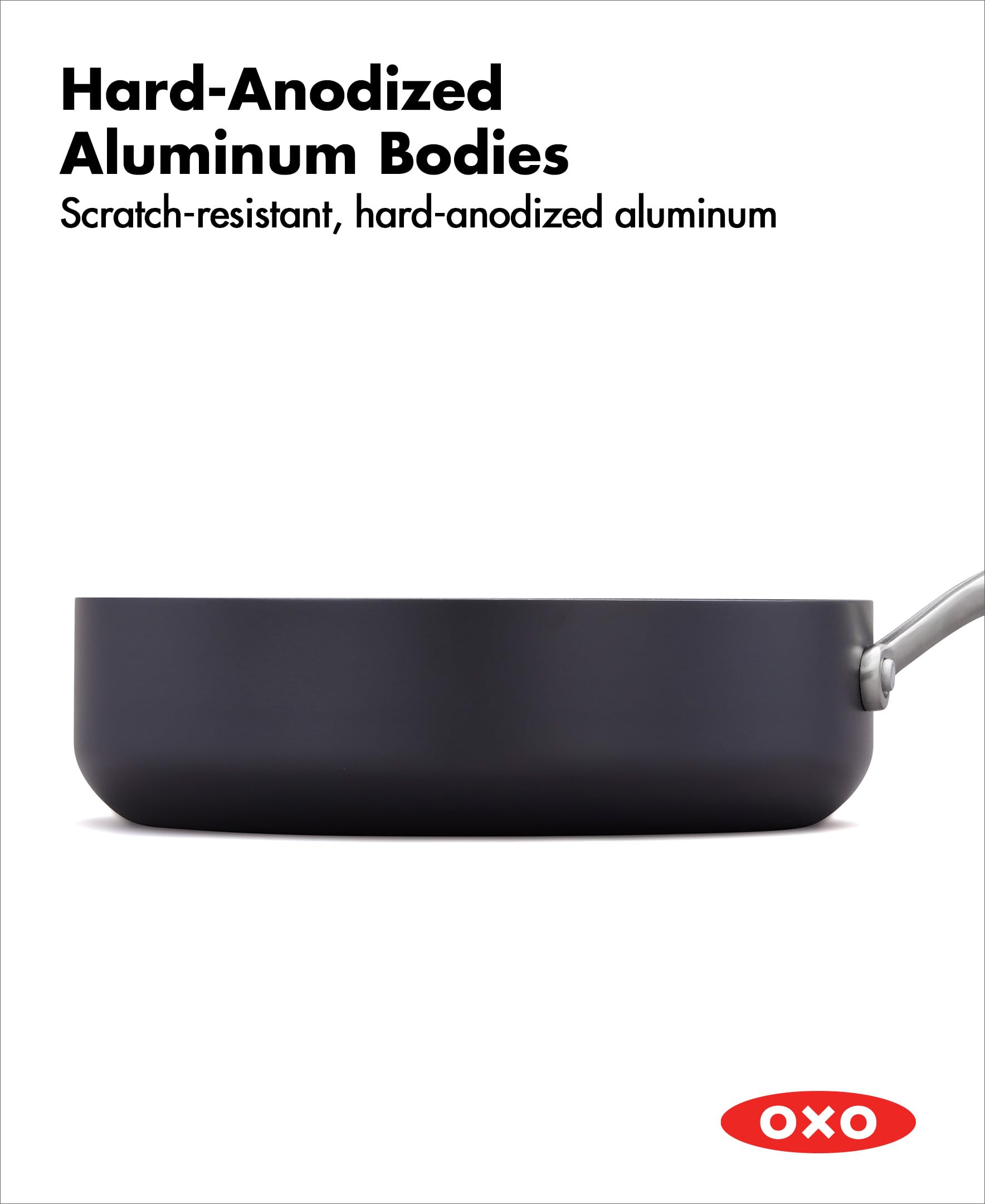 OXO Professional 3QT Saute Pan with Lid - Hard Anodized Ceramic Nonstick Cookware, PFAS-Free, Induction Compatible, Diamond Reinforced Coating - Perfect for Searing, Sauteing & Oven Cooking | Dishwasher Safe & Oven Safe Up to 500°F | Ideal for Home Chefs & Professional Kitchens