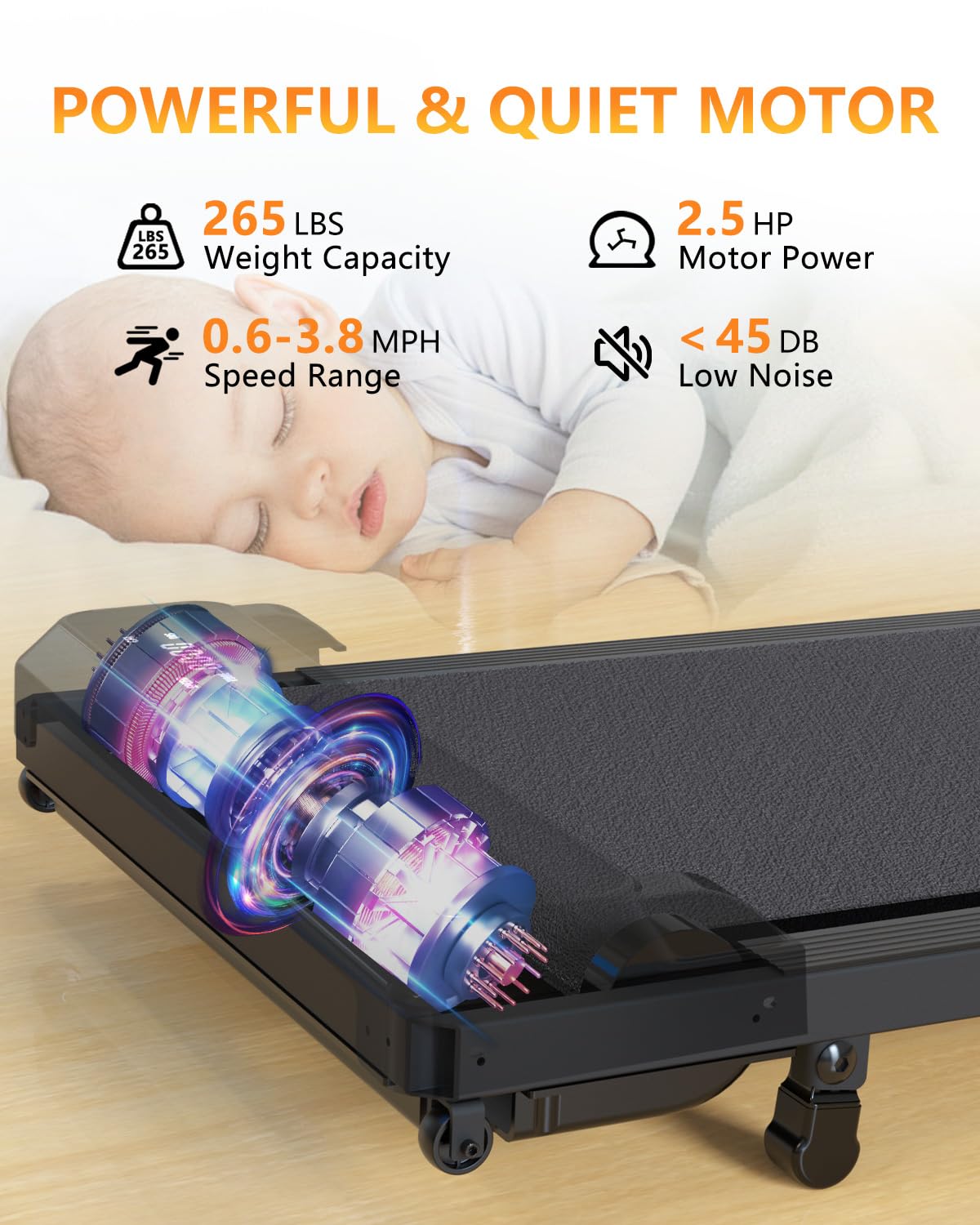2-in-1 Under Desk Walking Pad Treadmill with Incline - Portable Walking & Jogging Machine for Home & Office Fitness - Perfect for Workouts While Working or Watching TV