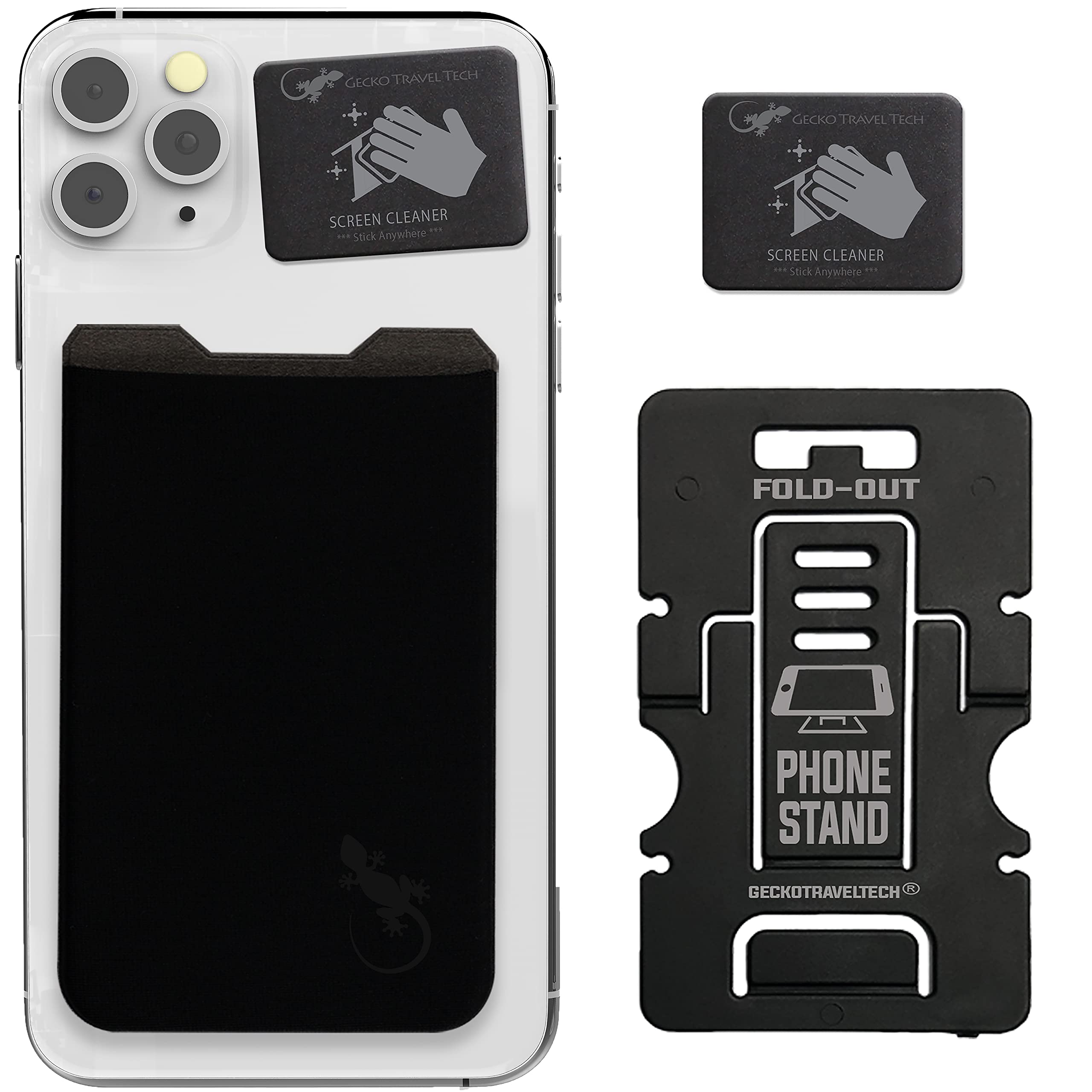 Stick-On Phone Wallet with Adhesive Card Holder - Slim Lycra Pocket for Credit Cards & Cash - Perfect for Running, Travel & Hands-Free Convenience - by Gecko