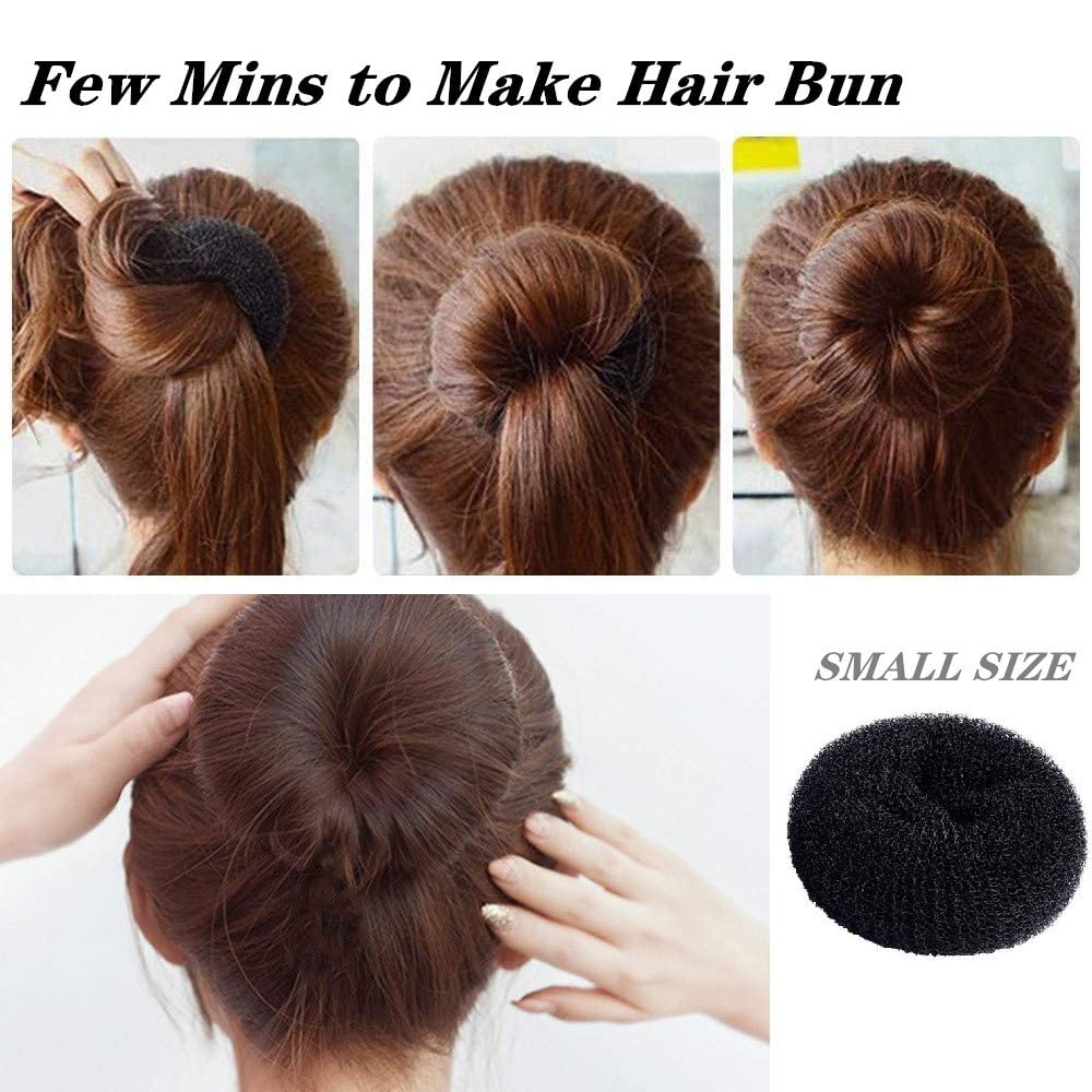 Glamyou Hair Donut Bun Maker - 7 Pack Black Hair Accessories for Women & Girls - Perfect for Updos, Ponytails, and Special Occasions