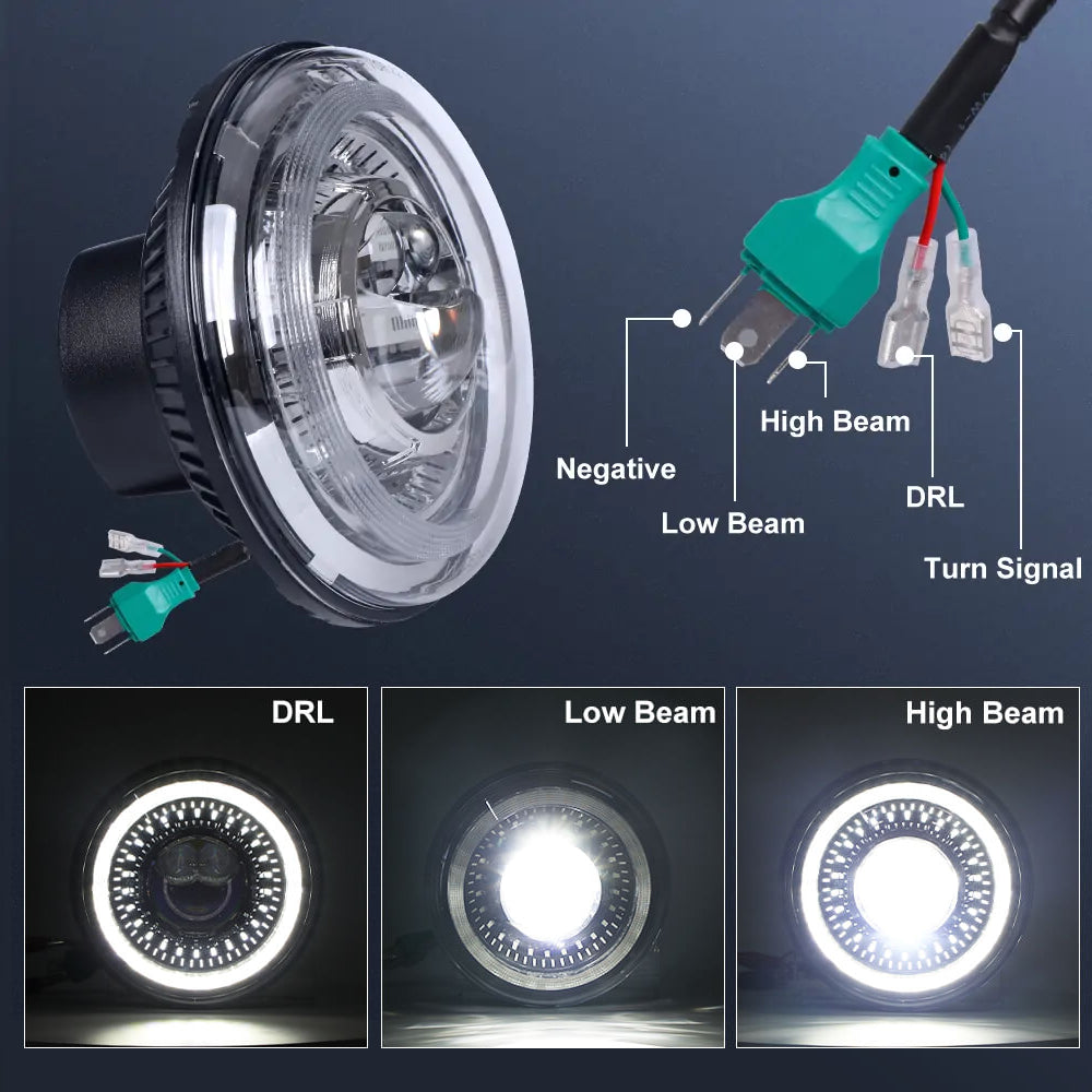 LED Headlight and Fog Lights Kit for Harley Davidson Touring Ultra Classic Fat Boy - H4 9003 Bulb Replacement - High Brightness Waterproof Motorcycle Lighting - Perfect for Night Riding & Off-Road Adventures